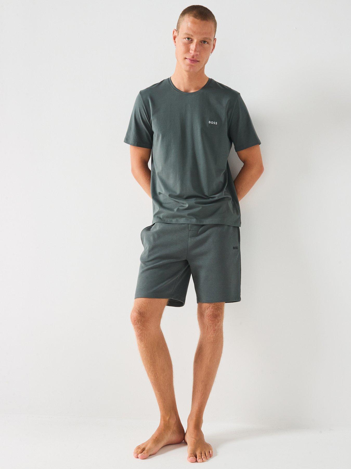 Image 3 of 6 of BOSS Loungewear Waffle Shorts - Green