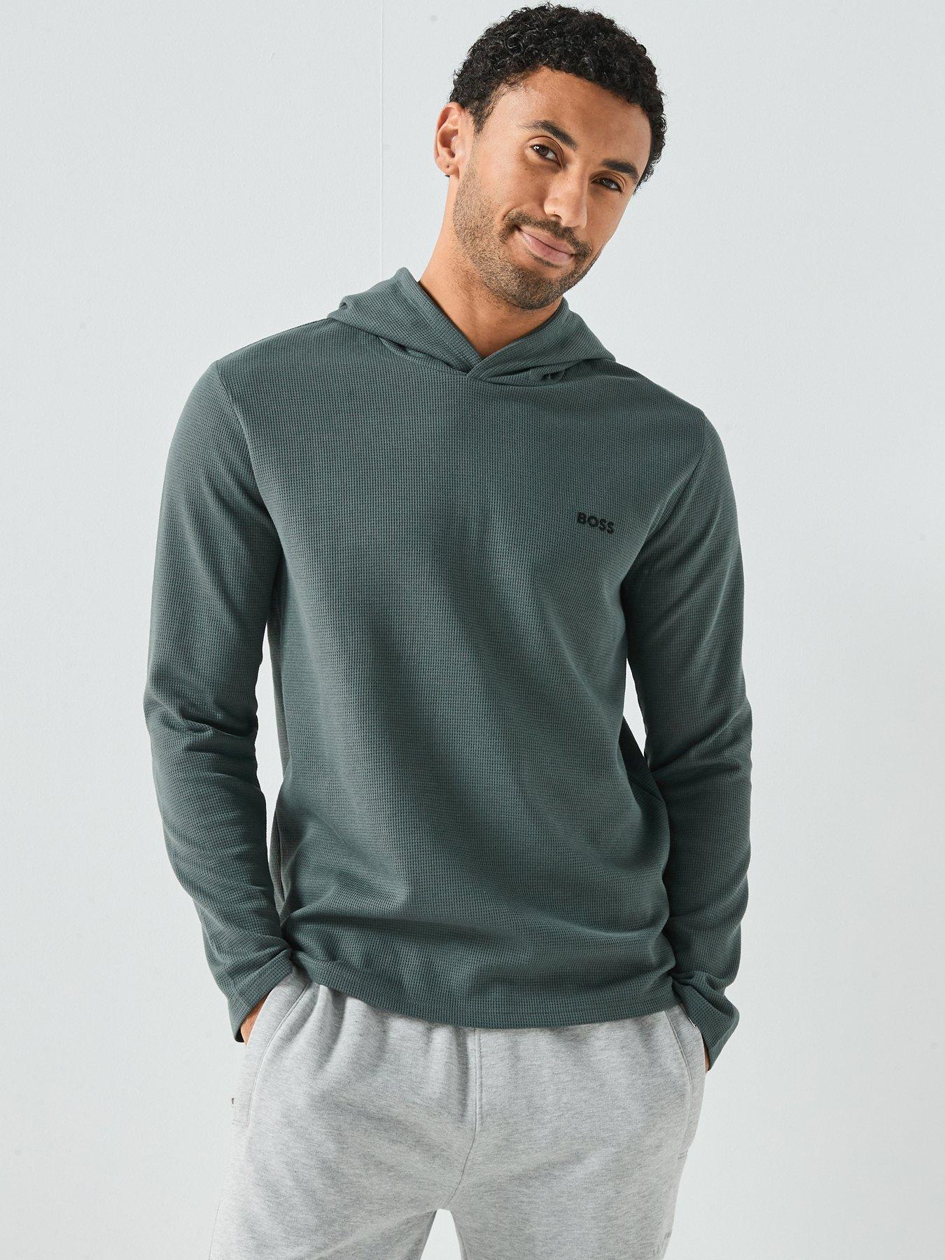 boss-loungewear-waffle-overhead-hoodie-green