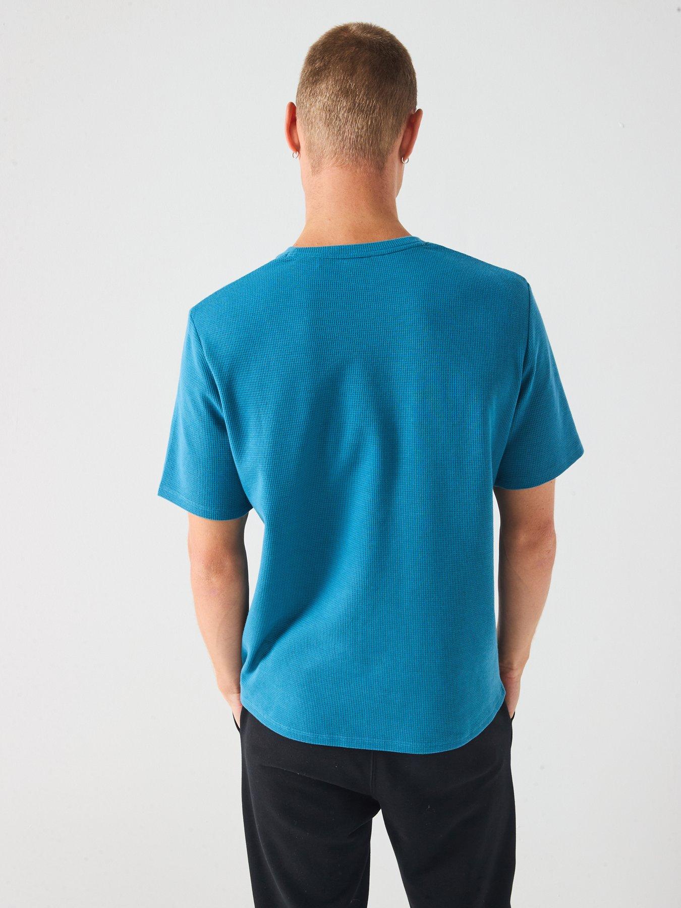 boss-loungewear-waffle-t-shirt-bluestillFront