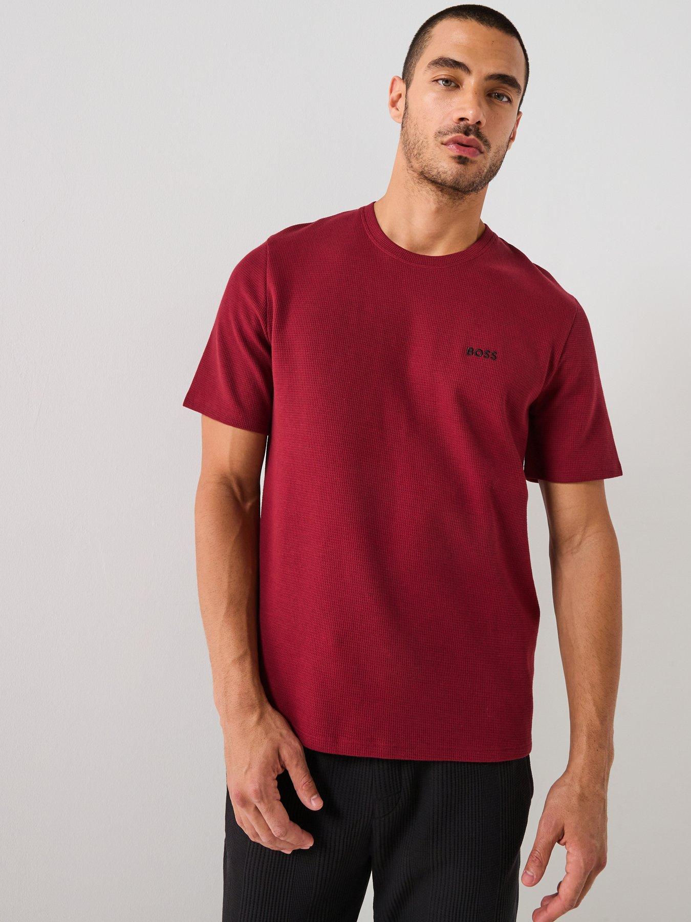 boss-loungewear-waffle-t-shirt-dark-red