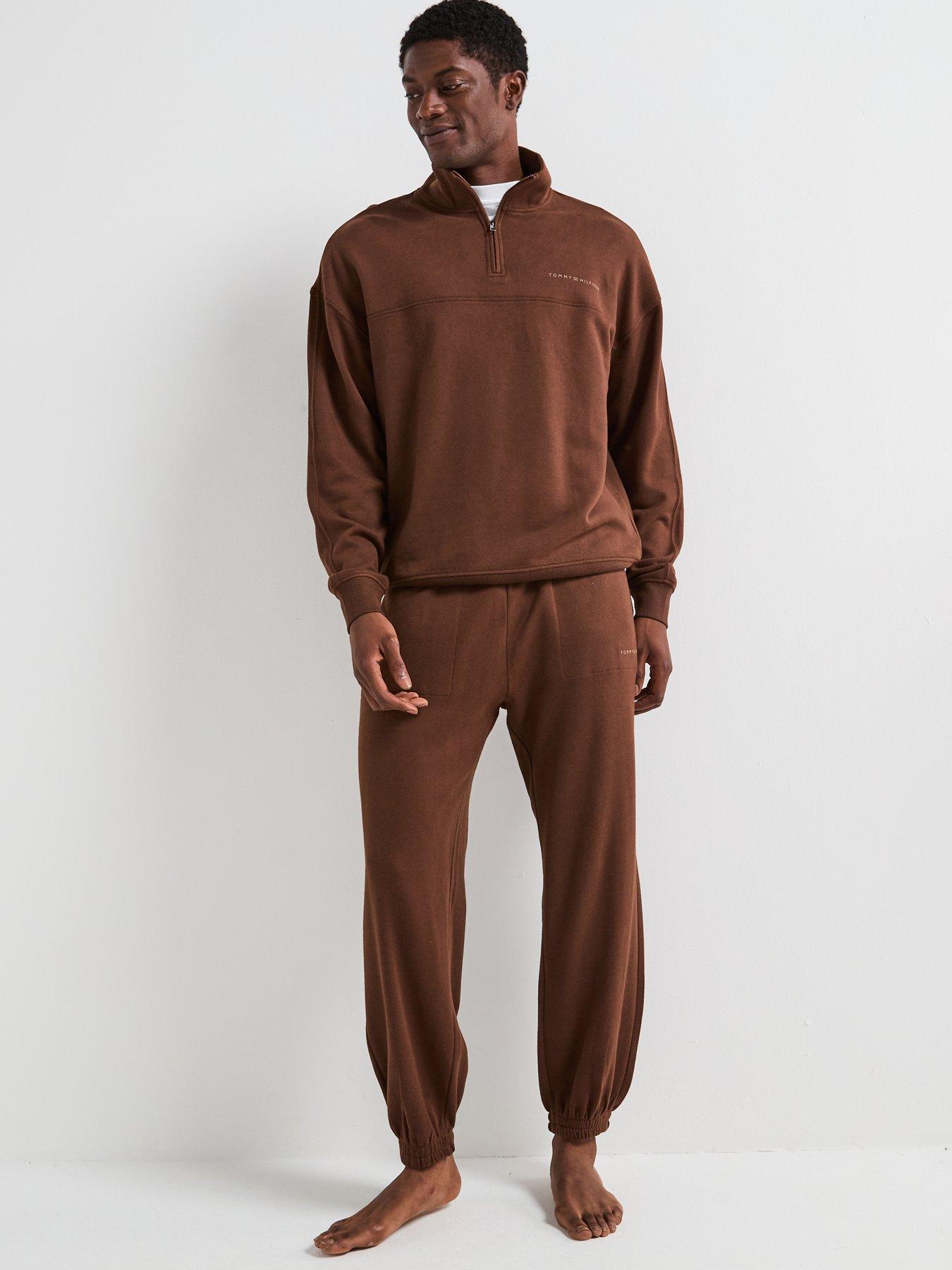 Image 3 of 5 of Tommy Hilfiger Loungewear Original Quarter Zip Sweat - Brown
