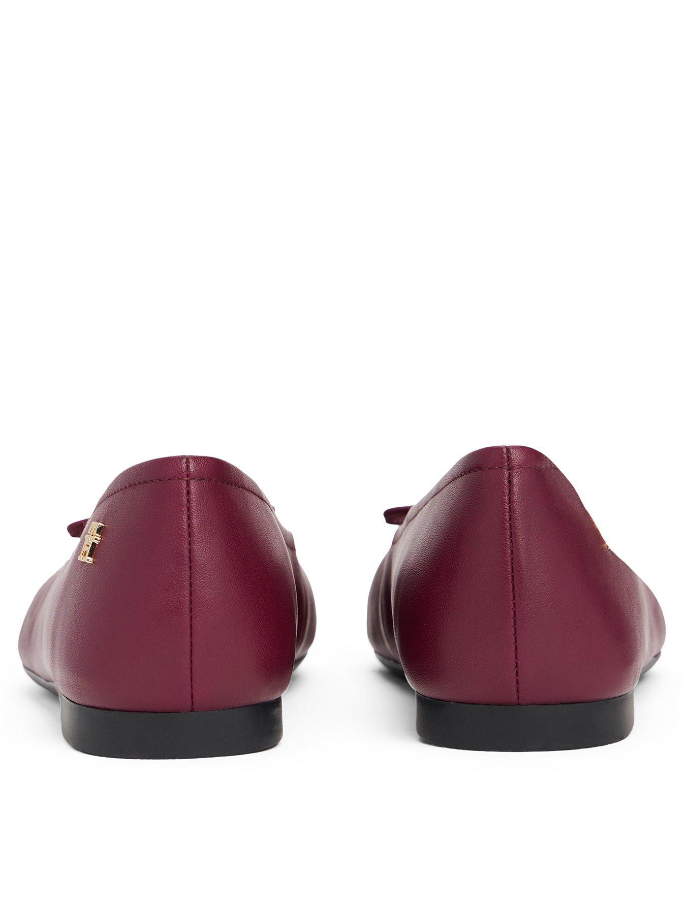 Image 3 of 6 of Tommy Hilfiger Patent Toe Cap Leather Ballerina Shoes - Burgundy