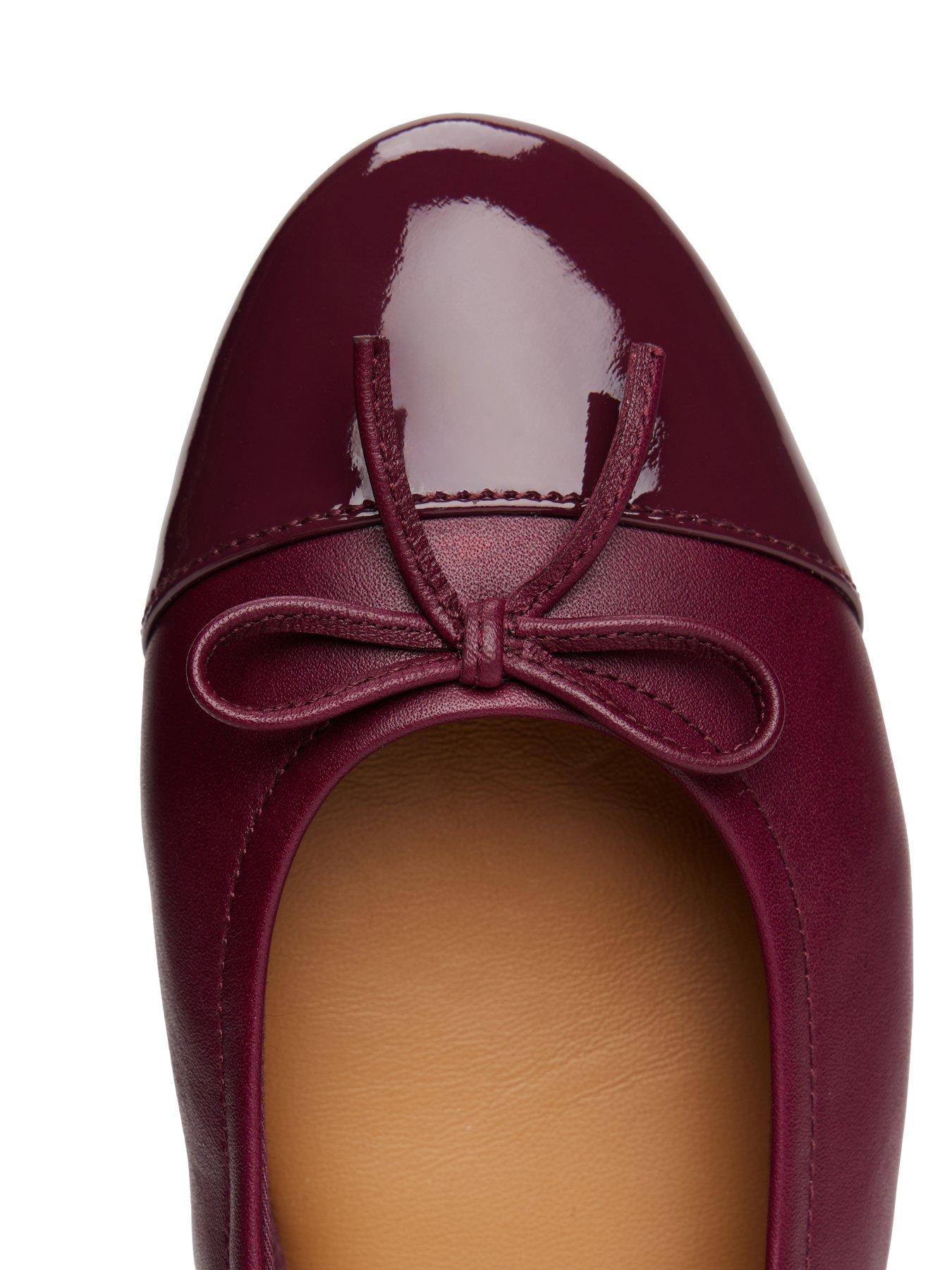 Image 5 of 6 of Tommy Hilfiger Patent Toe Cap Leather Ballerina Shoes - Burgundy