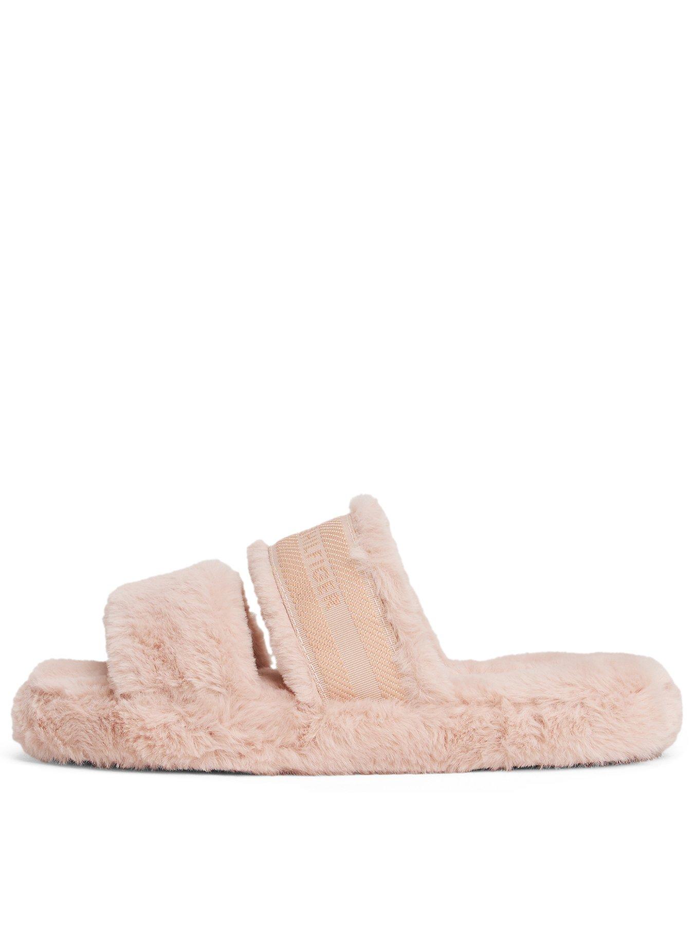 Tommy Hilfiger Logo Fur Slippers - Pink