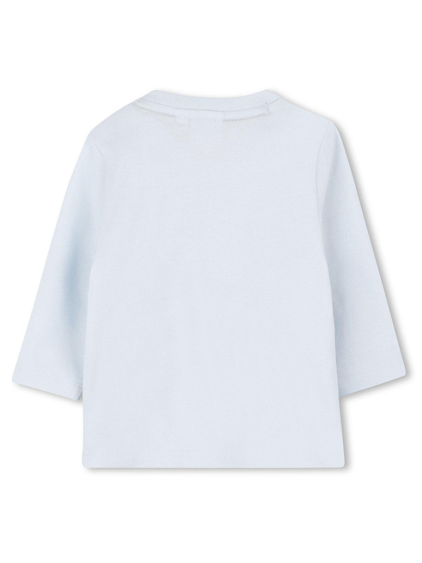 Image 2 of 3 of BOSS Baby Boys Multi Logo Long Sleeve T-Shirt - Light Blue