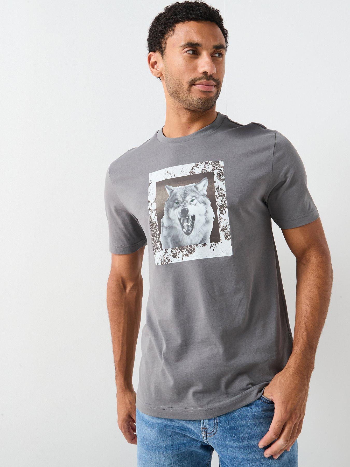 BOSS Animal Graphic Print T-Shirt - Light Grey