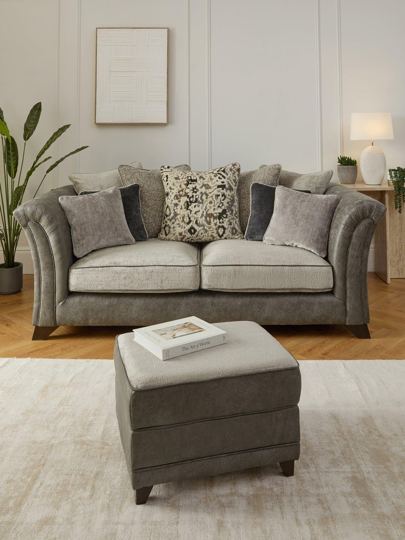 Very Home Regent Scatter 3 Seater Sofa + Footstool - Made to Order in the UK