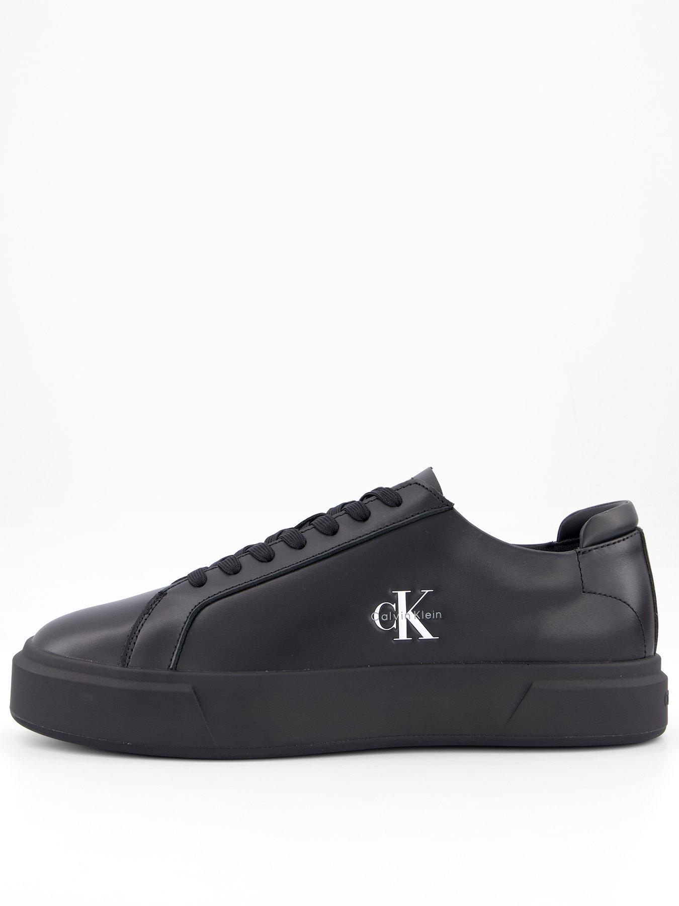 Calvin Klein Basket Cupsole Laceup Leather Trainers - Black