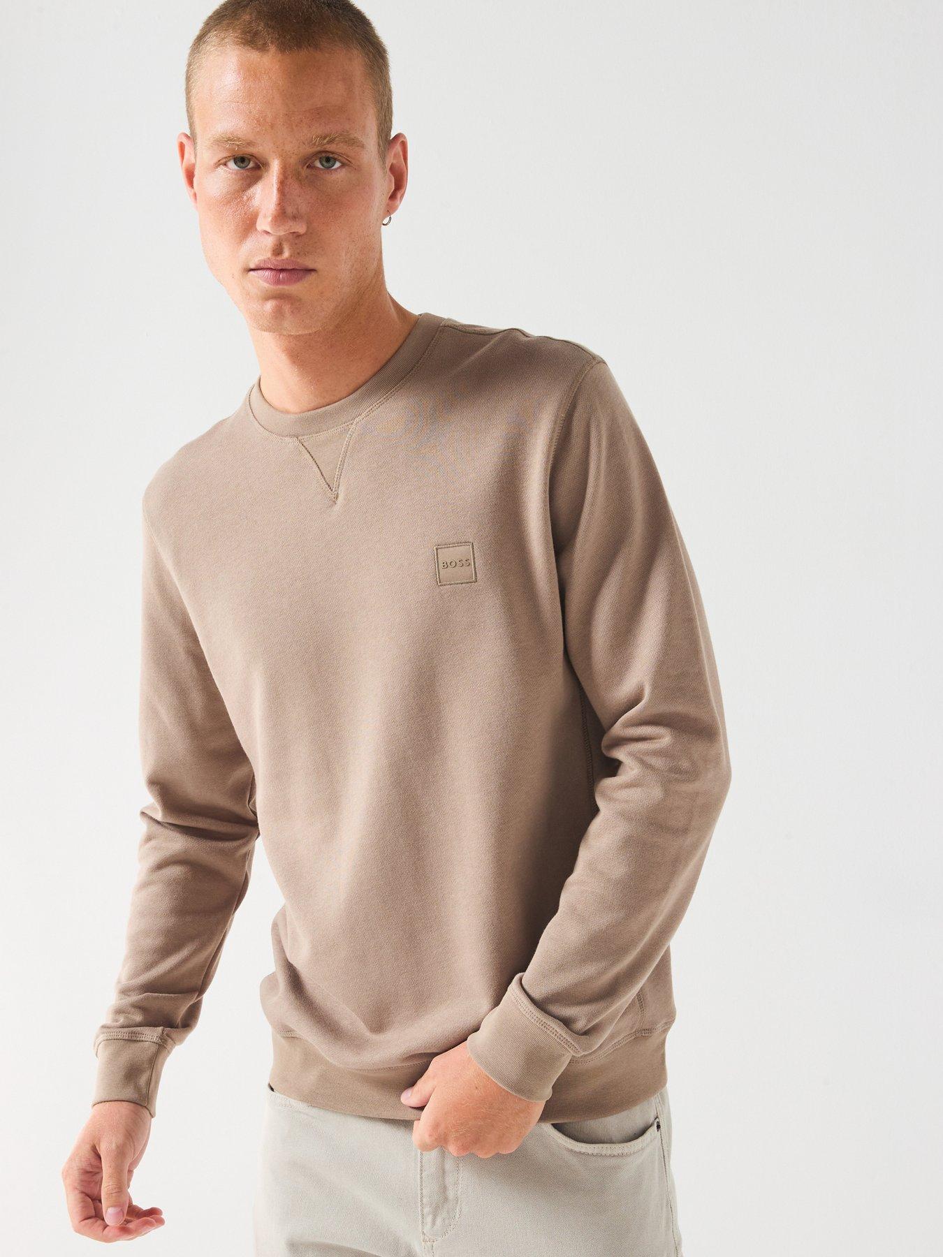 boss-westart-regular-fit-crew-sweat-dark-beigefront