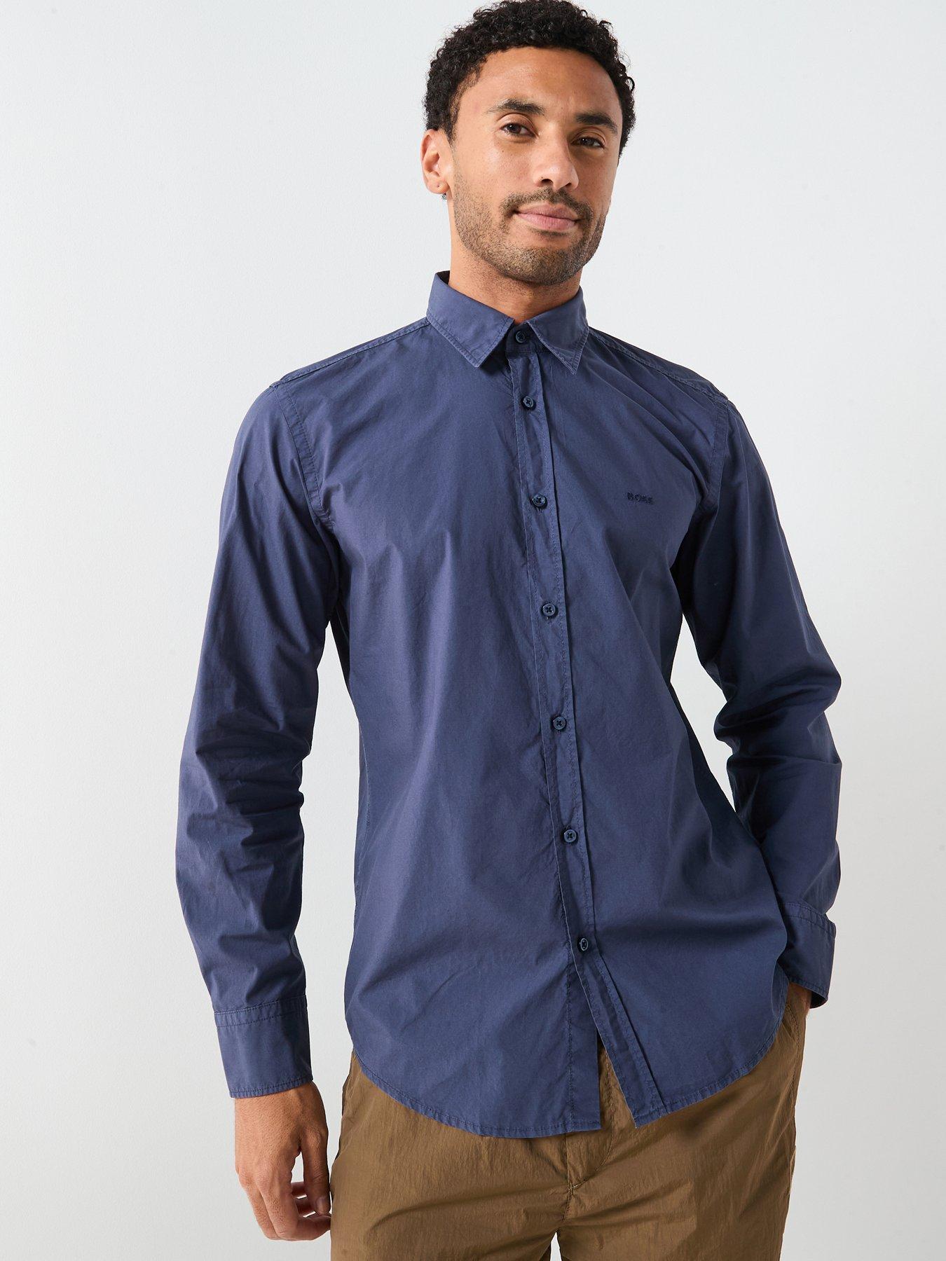 BOSS Relegant 6 M Logo Poplin Shirt - Navy