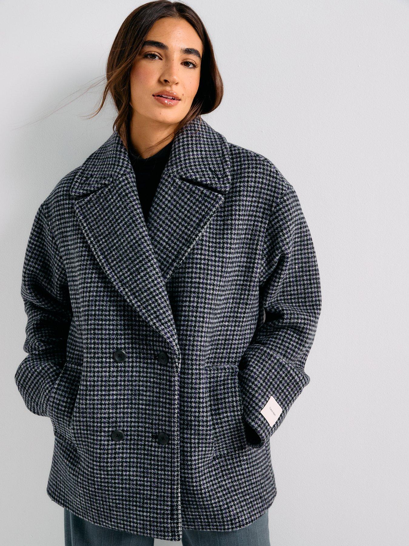 Image 1 of 6 of Calvin Klein Double Breasted Pea Coat - Grey