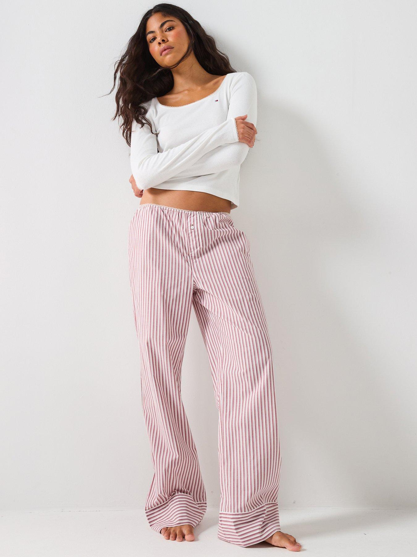 tommy-hilfiger-long-sleeve-t-shirt-pointelle-poplin-pyjama-set-multifront