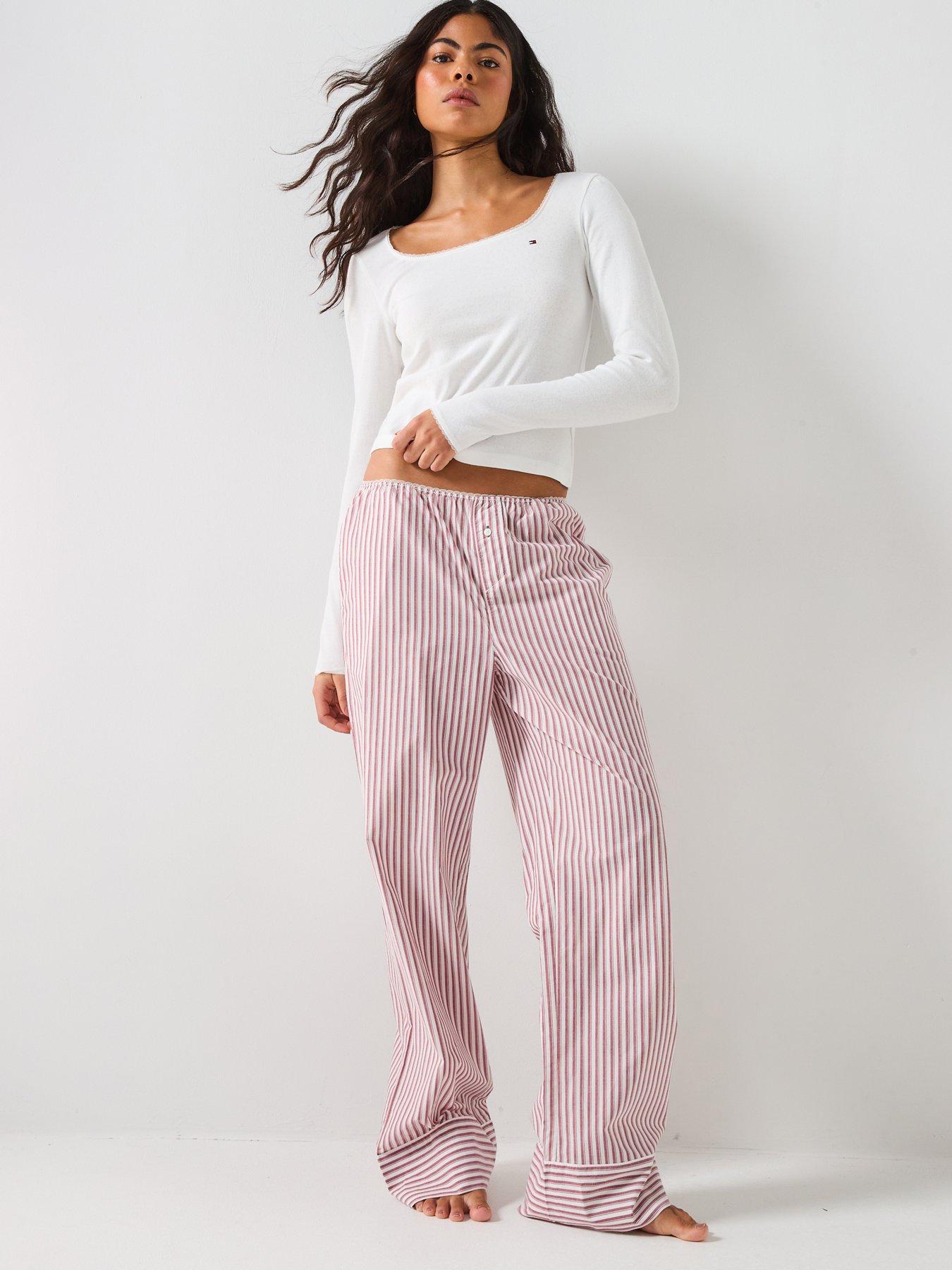 tommy-hilfiger-long-sleeve-t-shirt-pointelle-poplin-pyjama-set-multioutfit