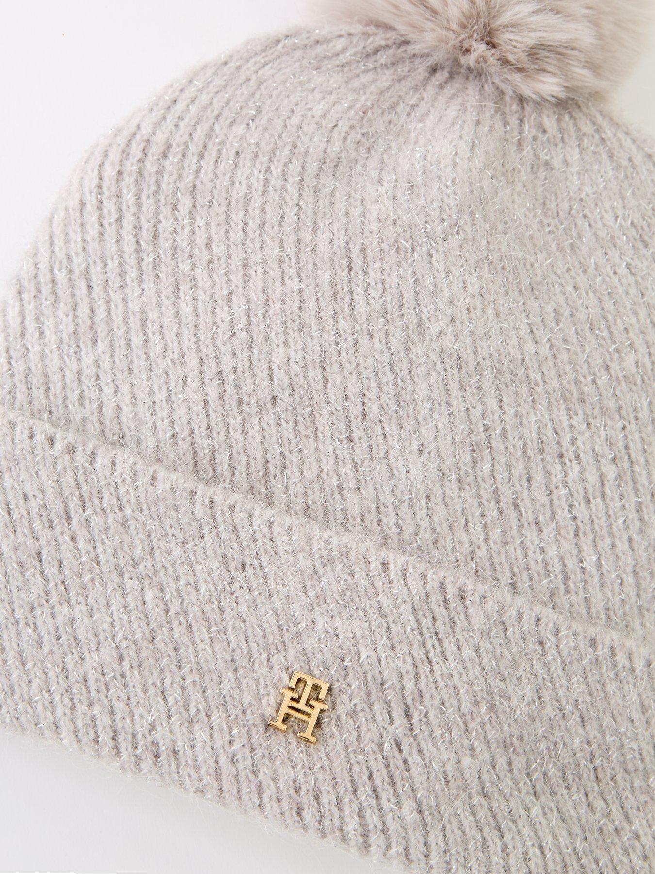 tommy-hilfiger-pom-pom-beanie-amp-scarf-set-greydetail