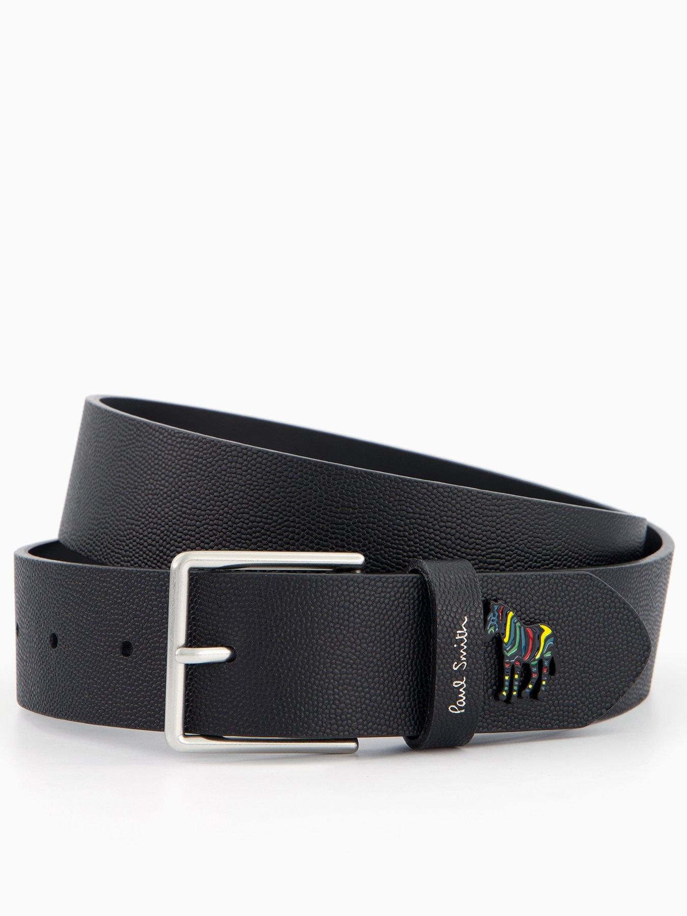 PS PAUL SMITH Ps Paul Smith Zebra Badge Leather Belt - Black