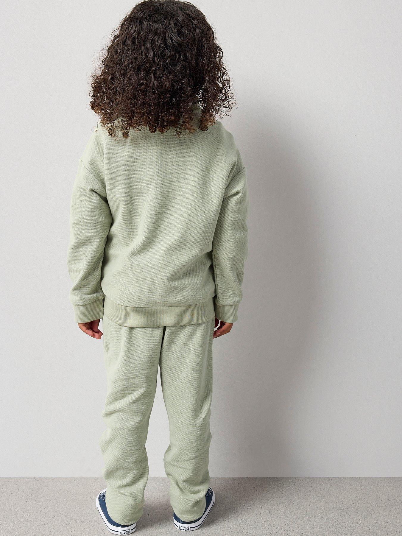 Image 2 of 6 of The Very Collection Boys Elevated Half Zip Sweat And Joggers Outfit Set - Green