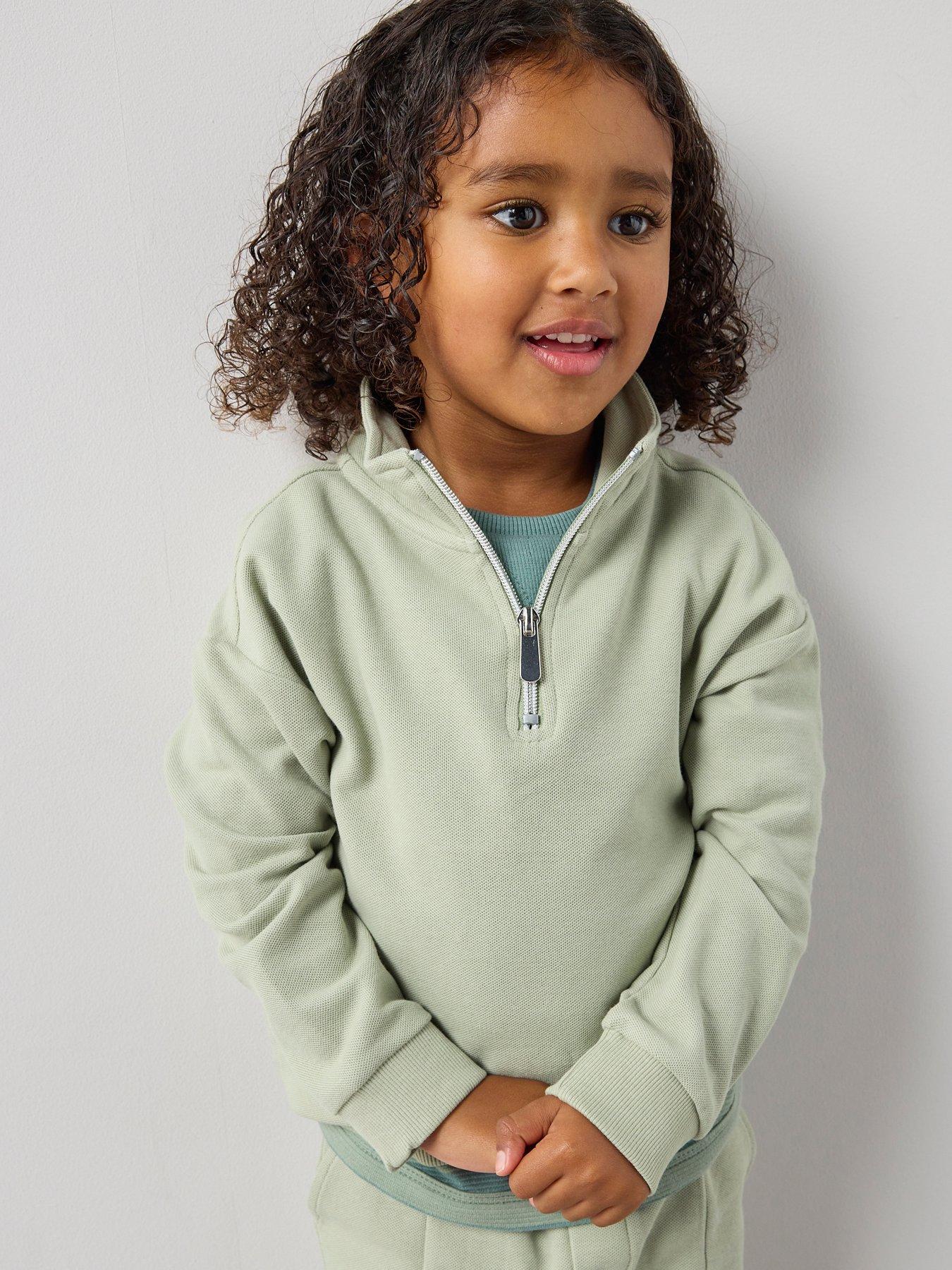 Image 4 of 6 of The Very Collection Boys Elevated Half Zip Sweat And Joggers Outfit Set - Green