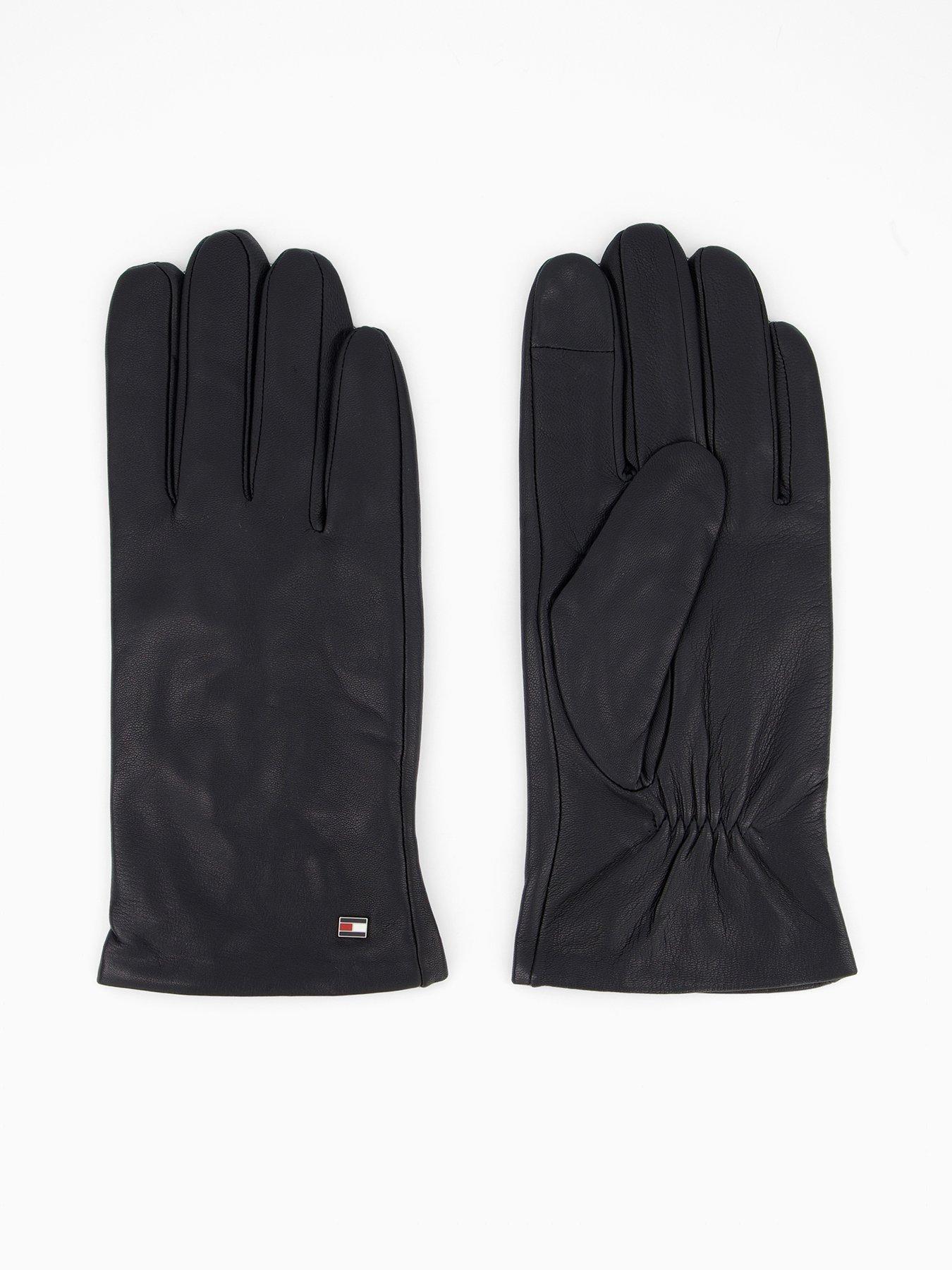 Image 1 of 3 of Tommy Hilfiger Essential Flag Leather Gloves - Black