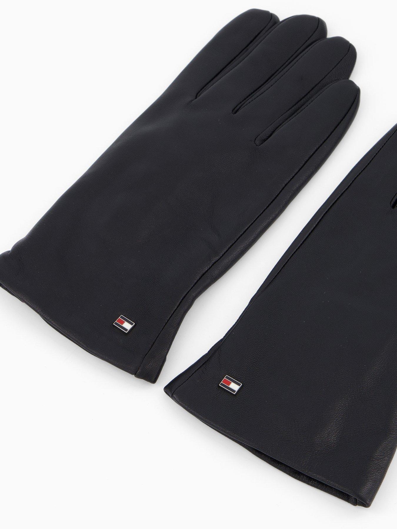 Image 2 of 3 of Tommy Hilfiger Essential Flag Leather Gloves - Black