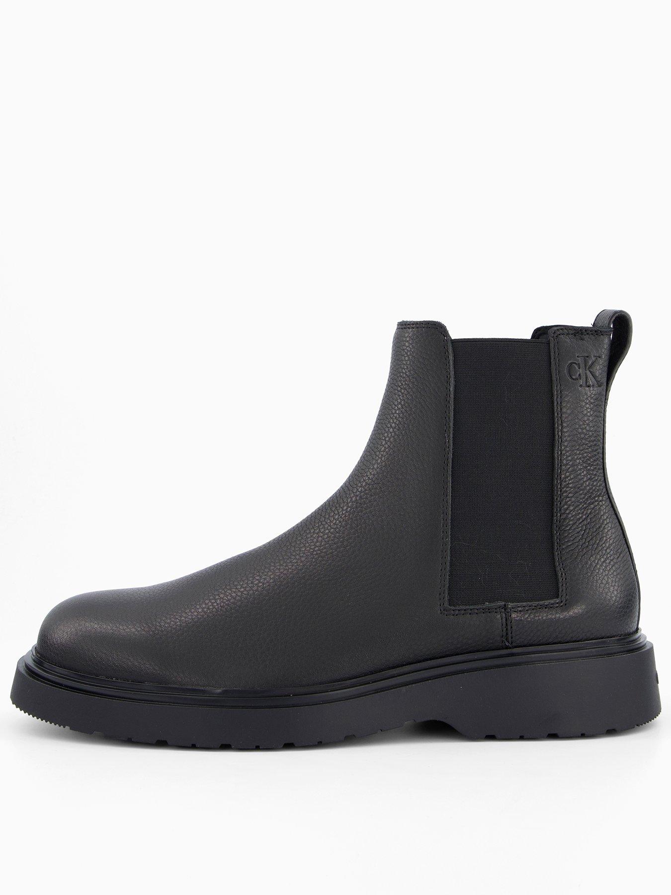 Calvin Klein Essential Combat Leather Chelsea Boot - Black