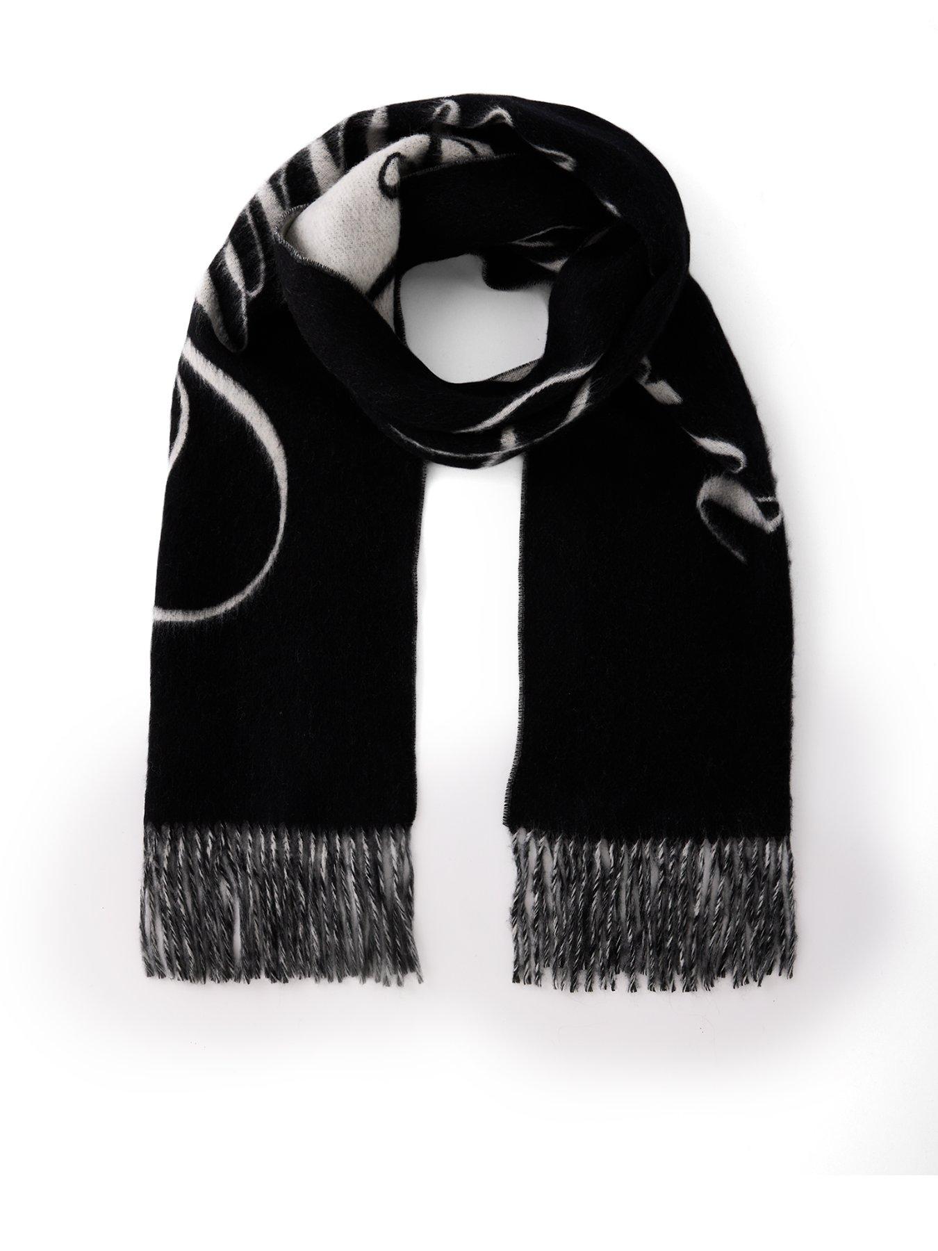 Image 1 of 4 of Tommy Hilfiger Script Logo Scarf - Black