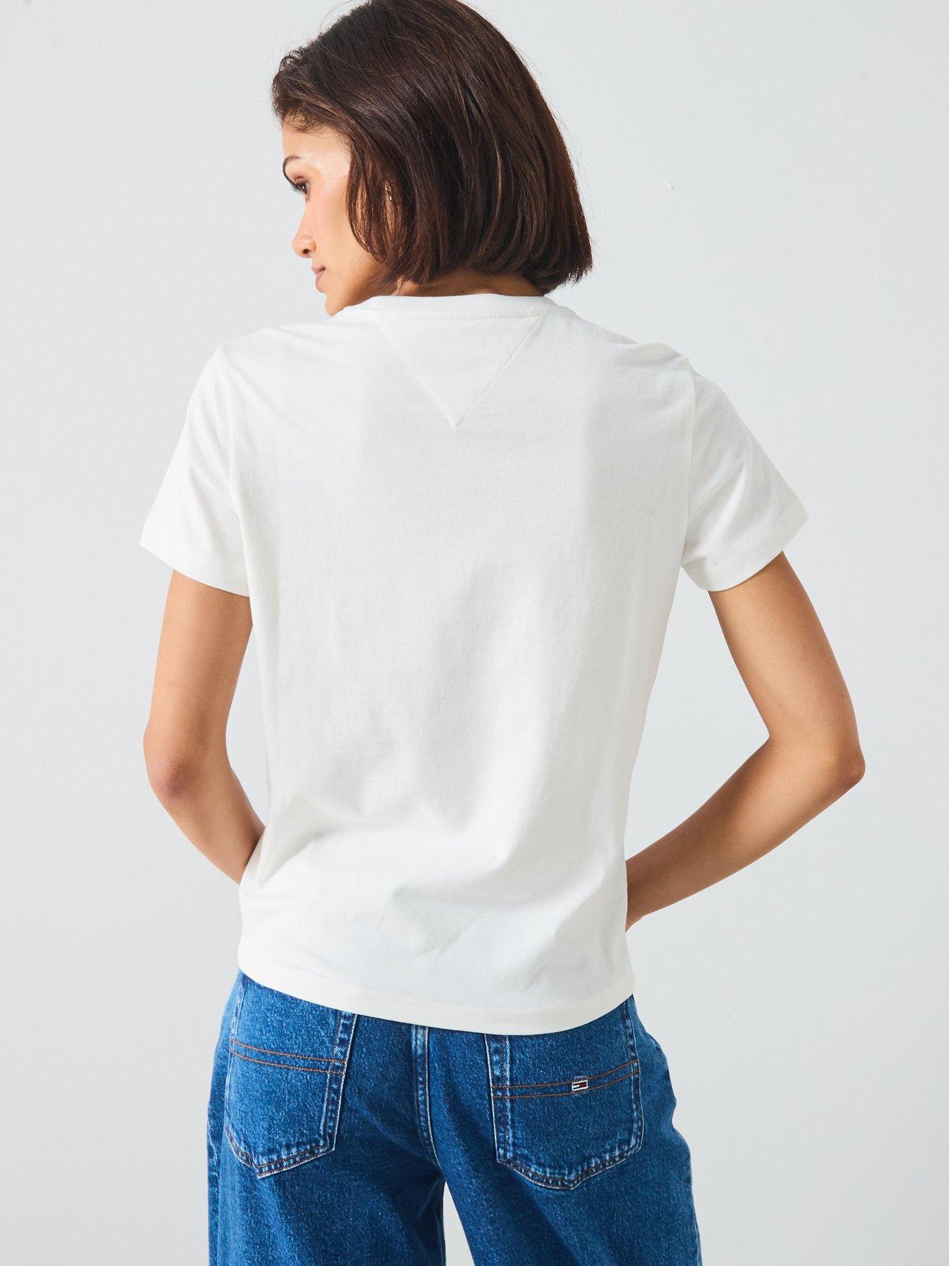 Image 2 of 6 of Tommy Jeans Varsity Logo T-Shirt - Beige
