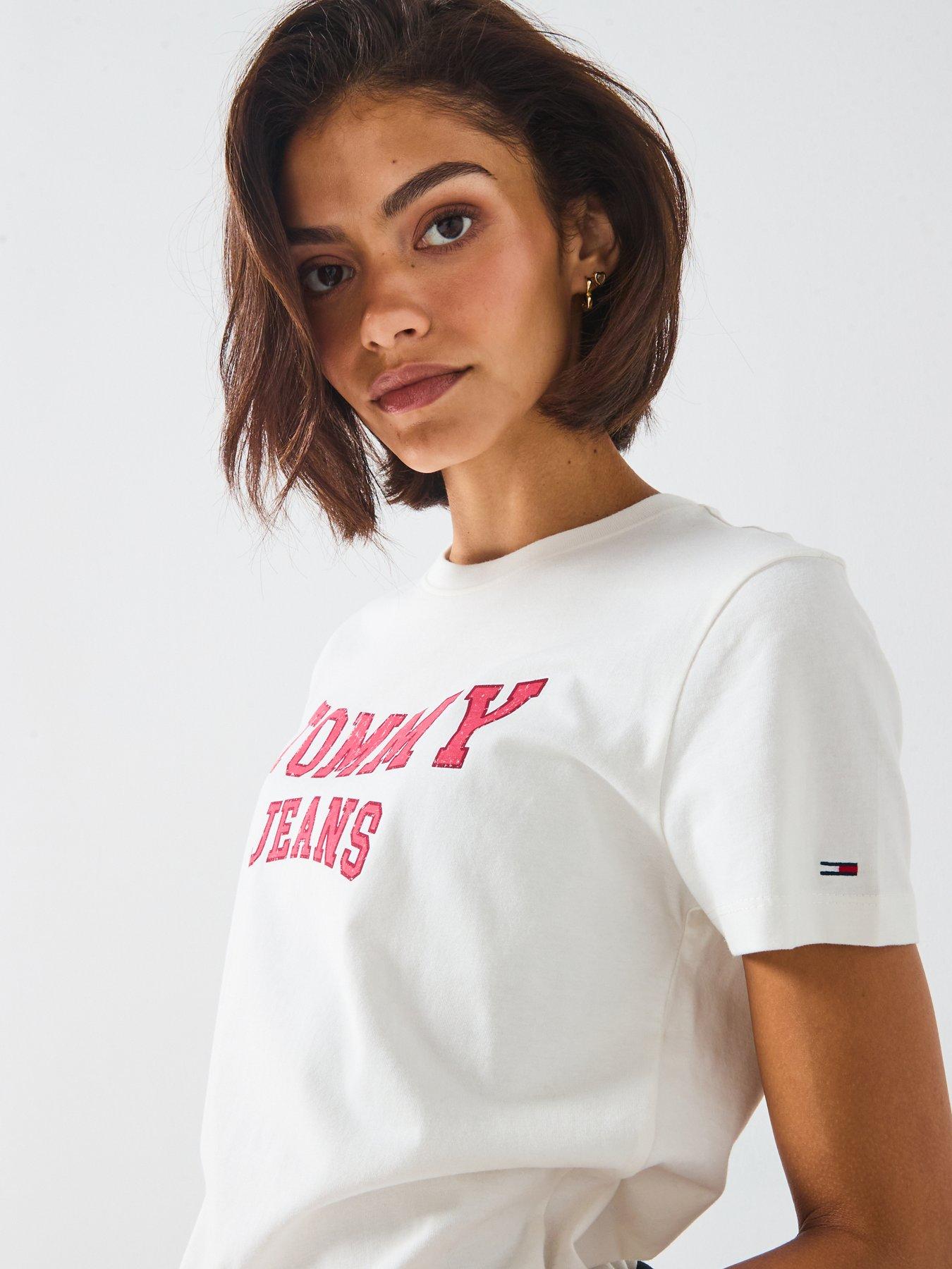 Image 5 of 6 of Tommy Jeans Varsity Logo T-Shirt - Beige
