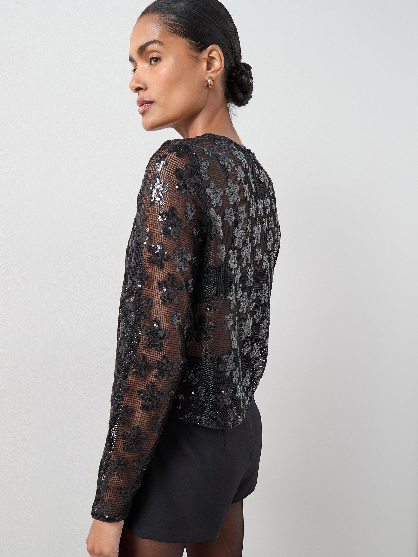Image 2 of 6 of The Very Collection 3D Flower Blouse - Black