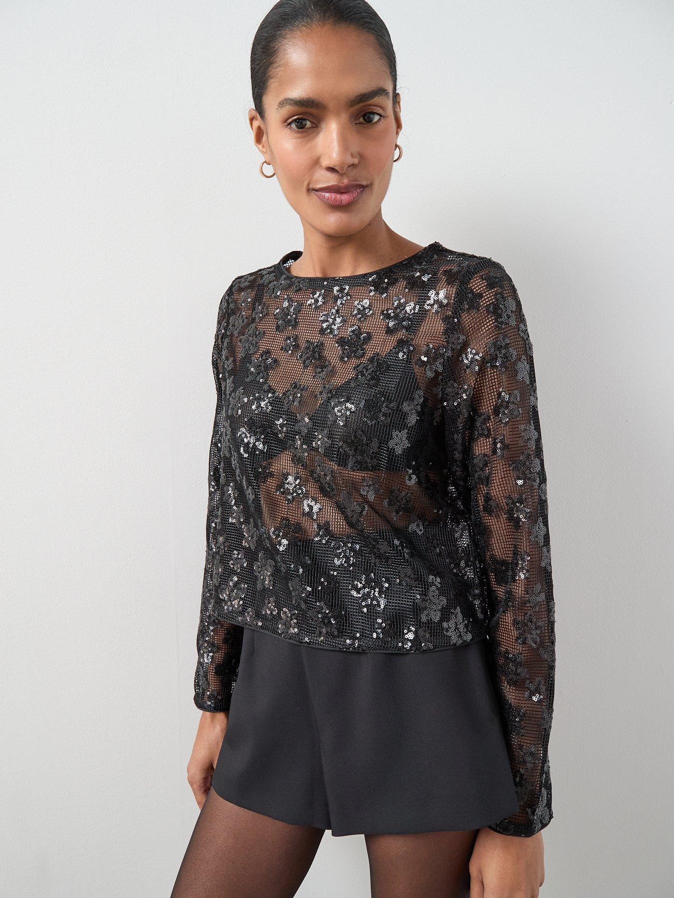 Image 5 of 6 of The Very Collection 3D Flower Blouse - Black