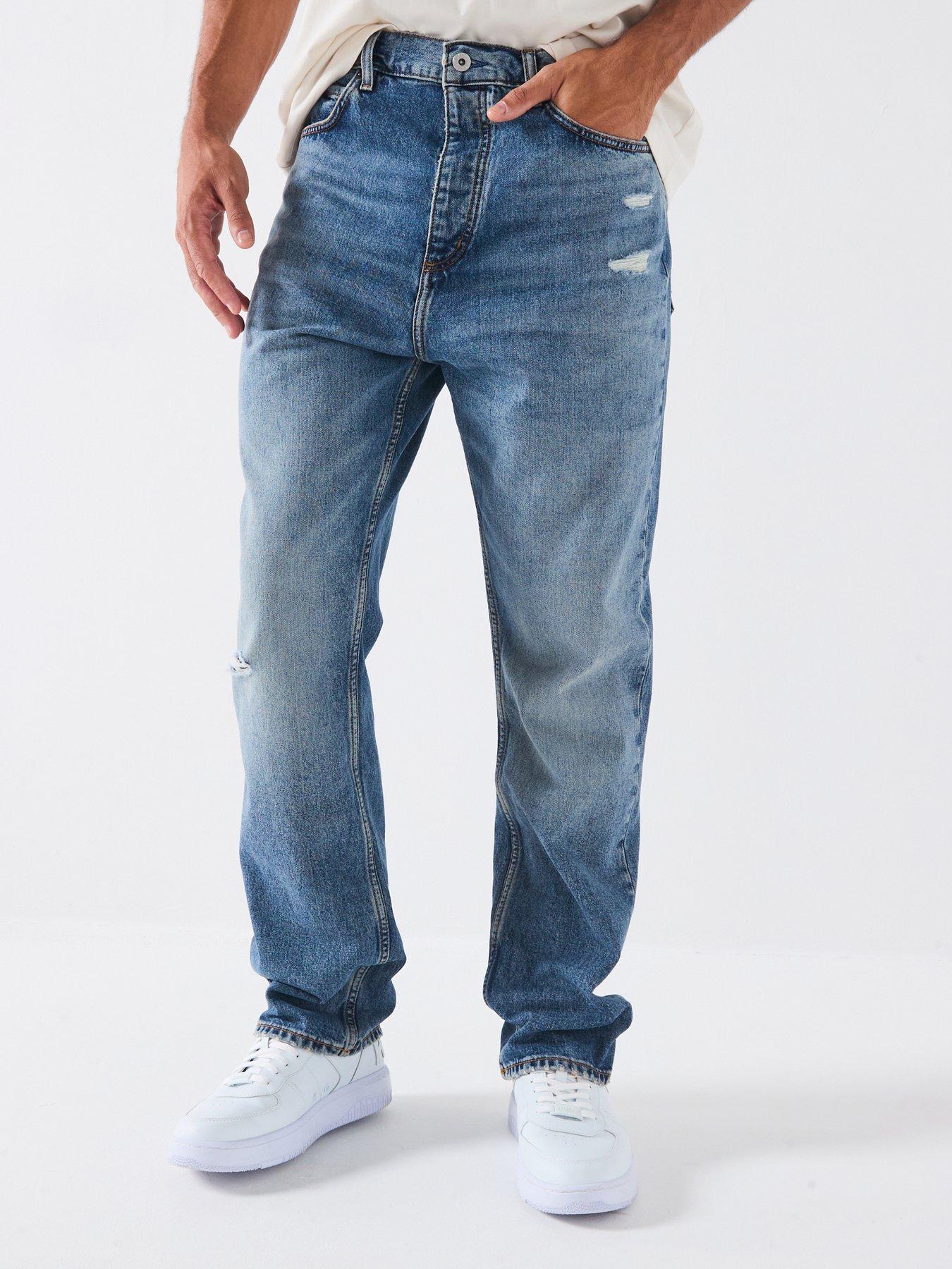 HUGO Nate Baggy Fit Jeans - Blue