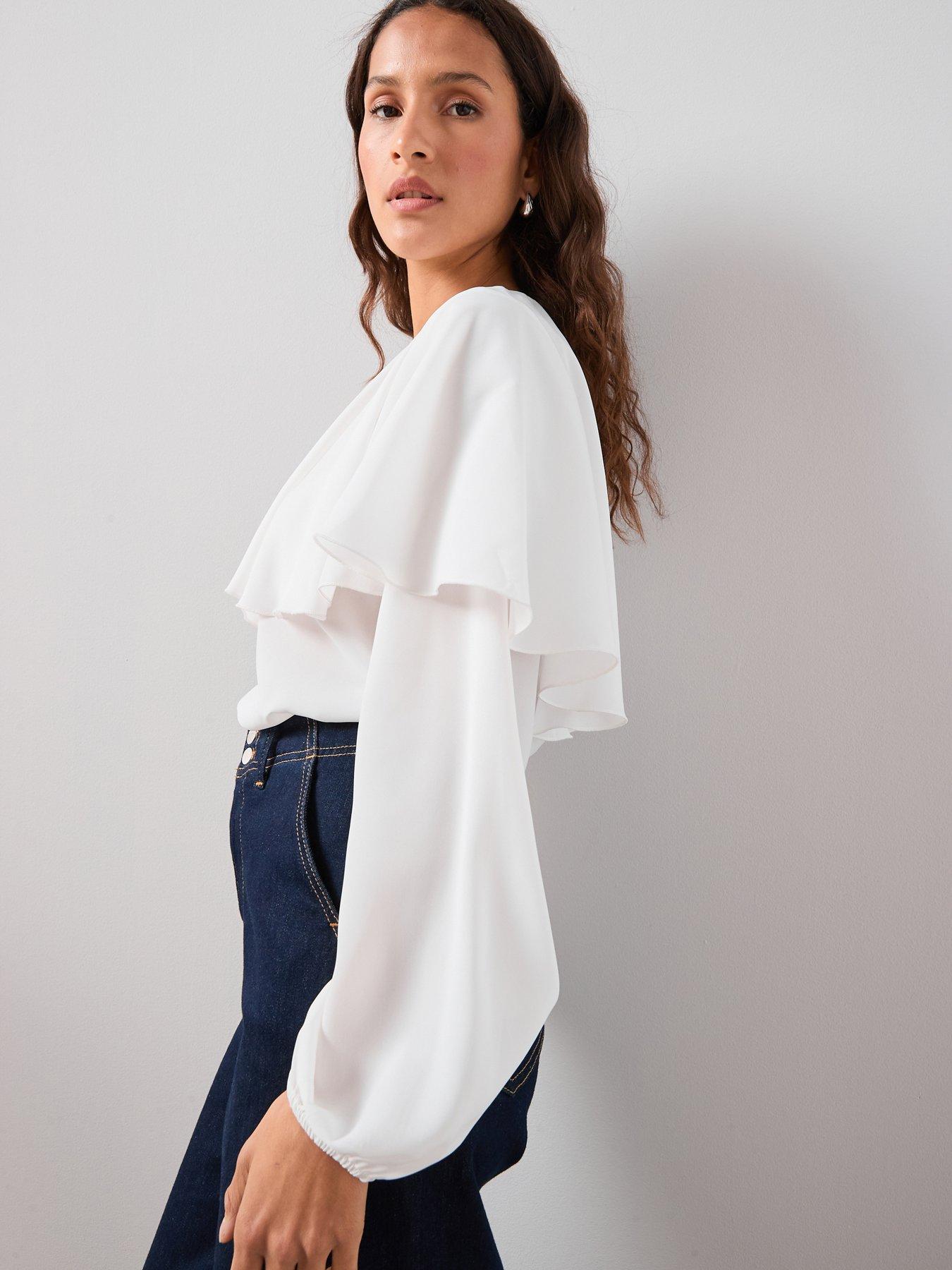 Image 1 of 7 of The Very Collection Cape Detail Blouse - Cream
