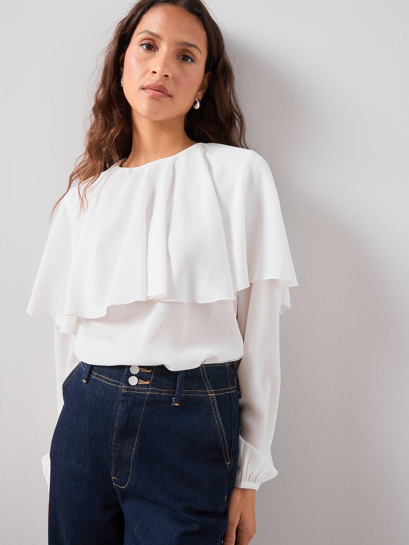 Image 4 of 7 of The Very Collection Cape Detail Blouse - Cream