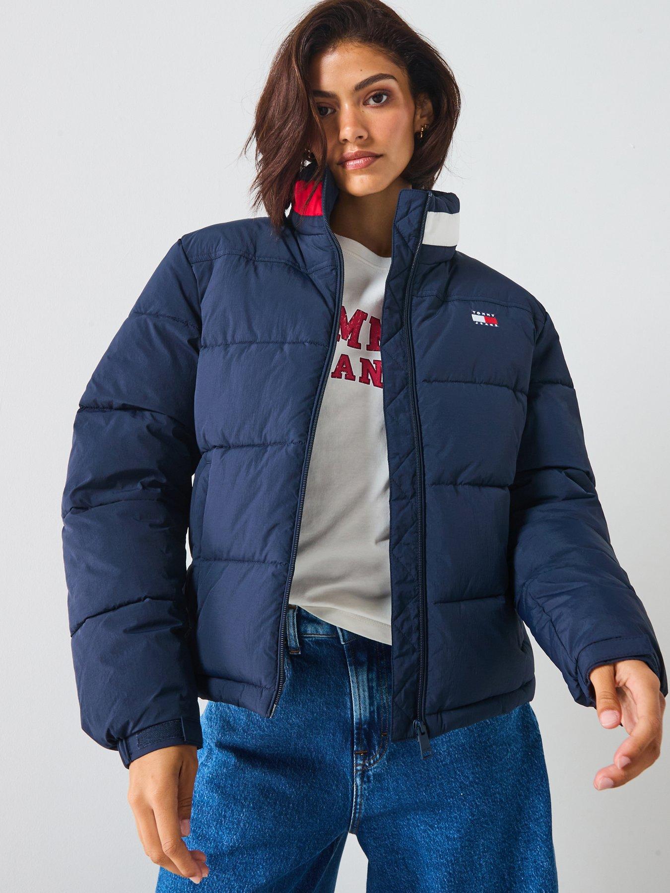 Tommy Jeans Essential Puffer Flag Detailed Jacket - Blue