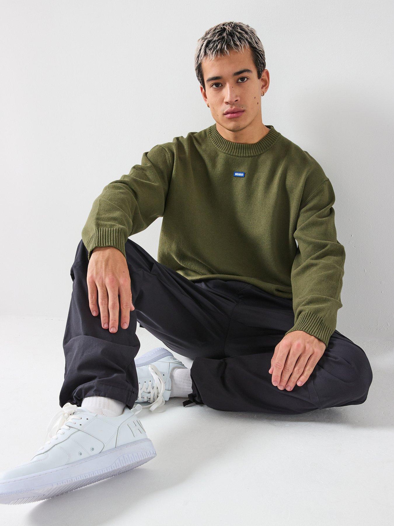 HUGO San Casey-Cp Relaxed Fit Knitted Jumper - Khaki