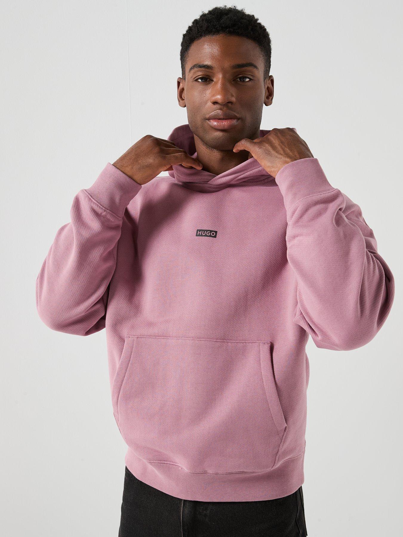 Image 2 of 6 of HUGO Nazardo Loose Fit Overhead Hoodie - Dark Pink