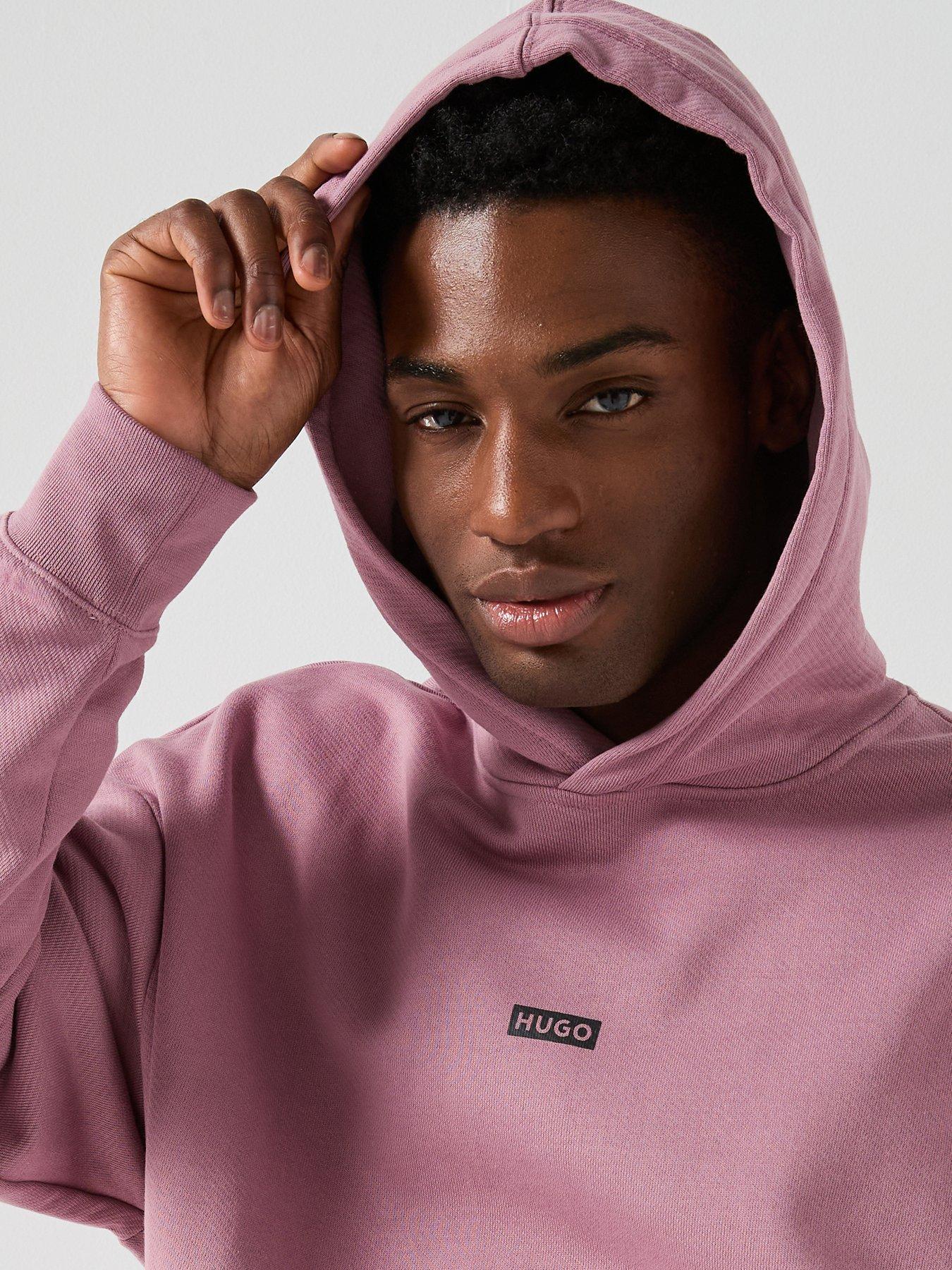 Image 5 of 6 of HUGO Nazardo Loose Fit Overhead Hoodie - Dark Pink