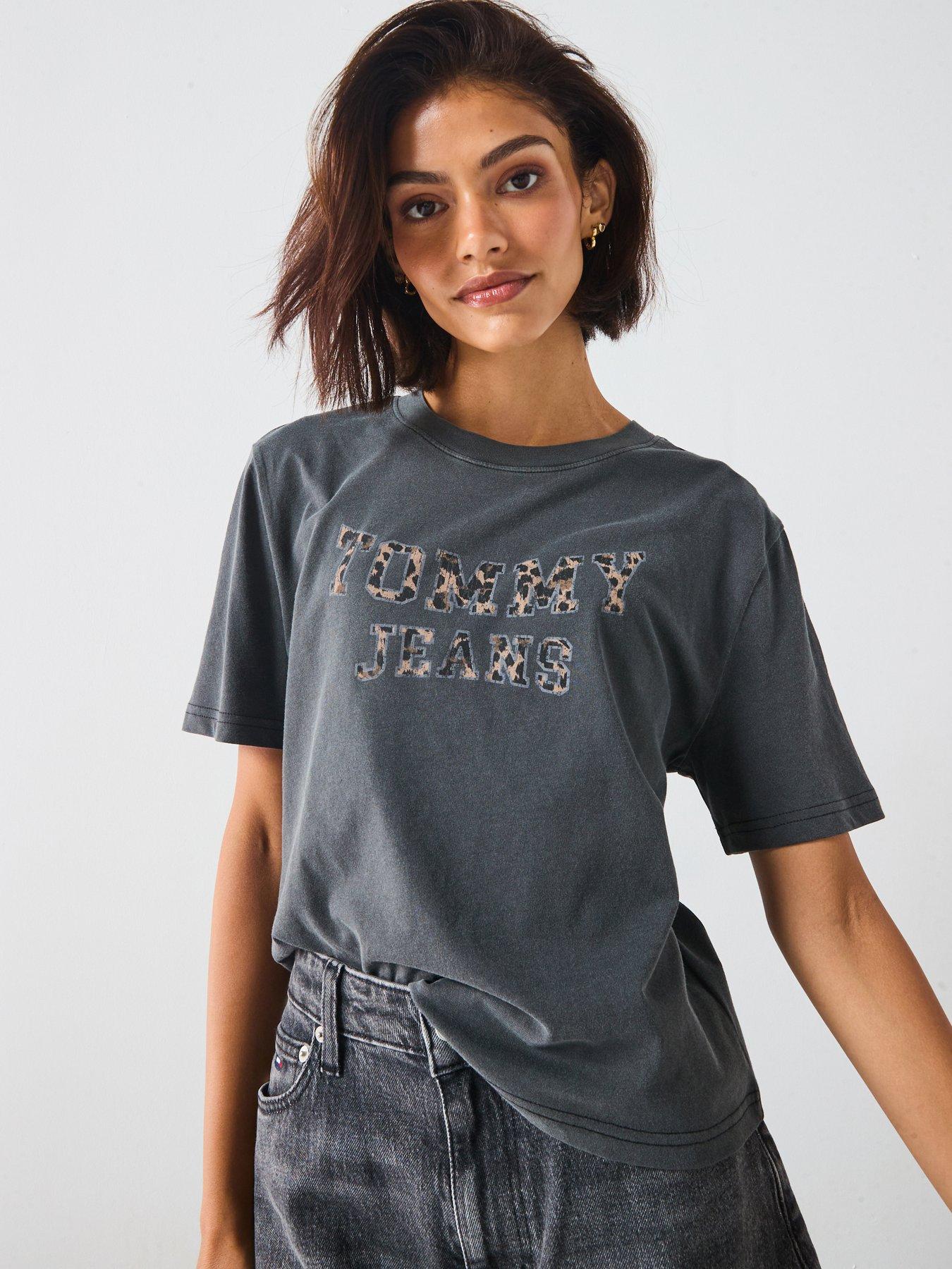 Tommy Jeans Leopard Varsity T-shirt - Black