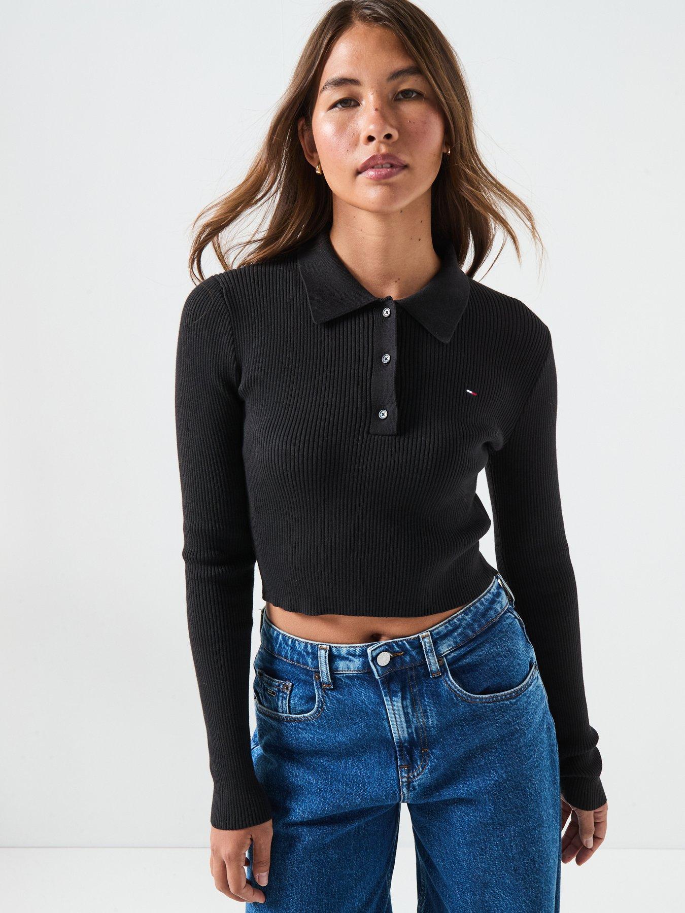Tommy Jeans Essential Polo Sweater - Black
