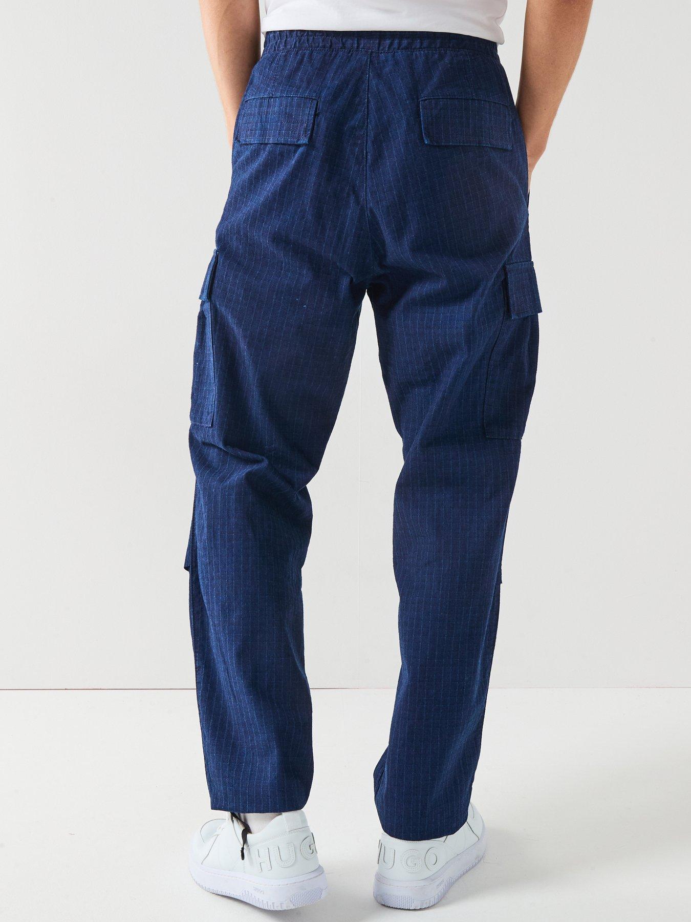 hugo-relaxed-fit-cargo-trousers-in-denim-look-ripstop-bluestillFront