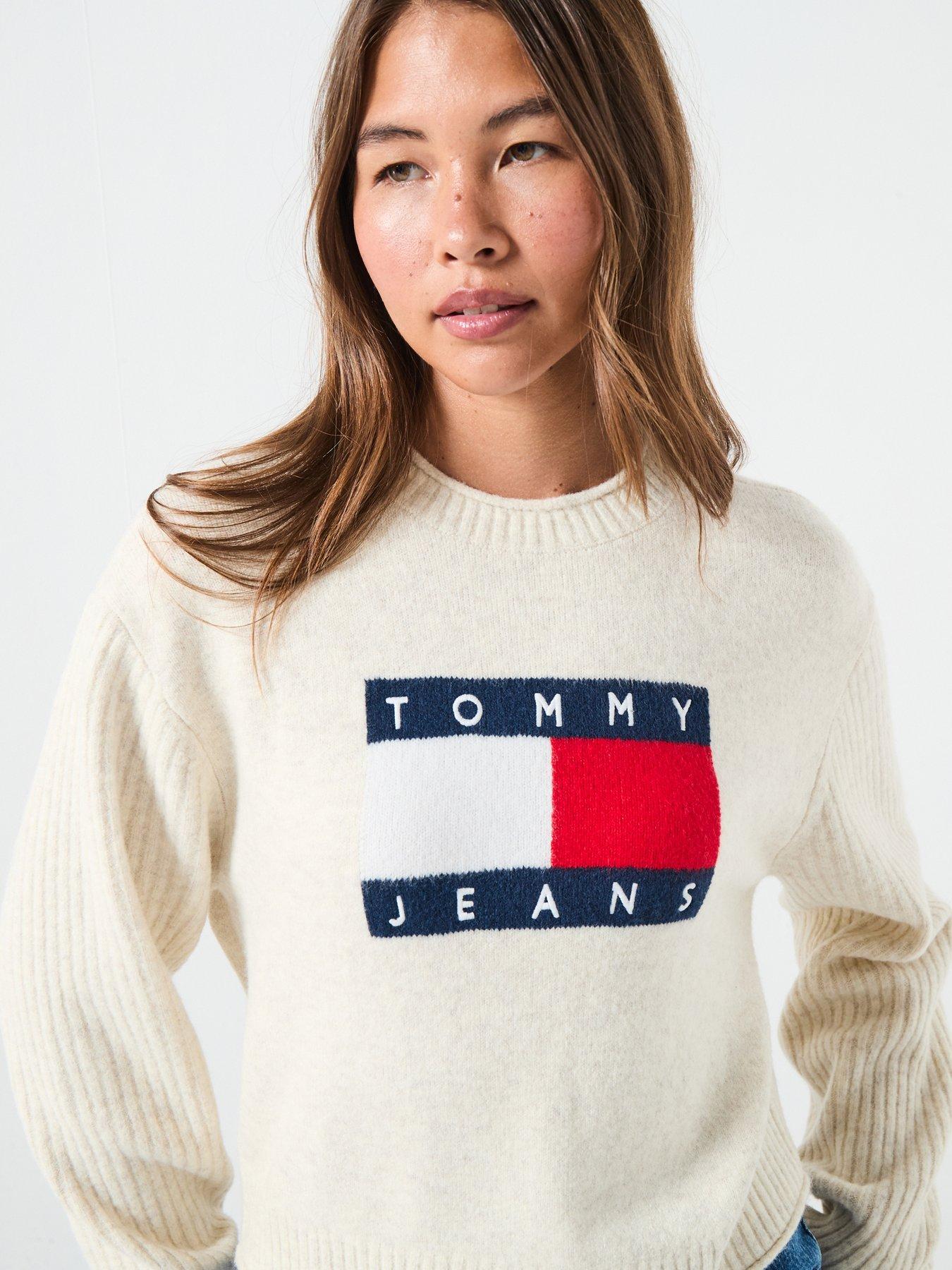 Tommy Jeans Melange Flag Sweater - White