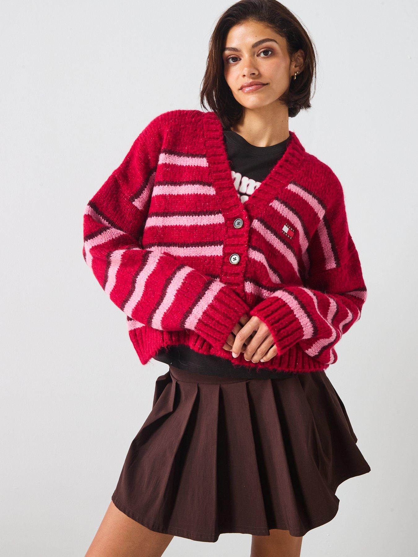 Tommy Jeans Badge Detailed Striped Fluffy Cardigan - Multi