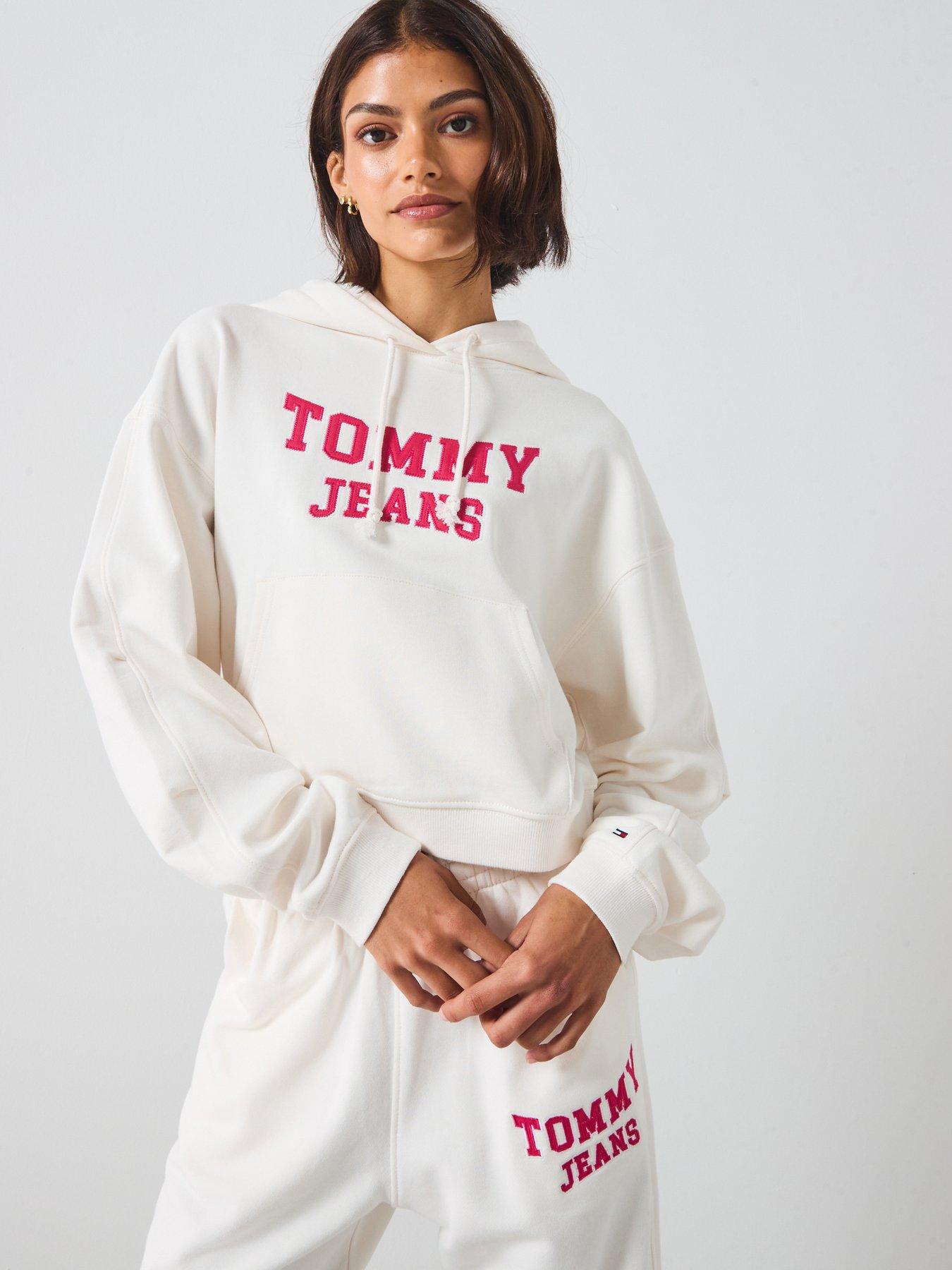 Image 1 of 5 of Tommy Jeans Cropped Varsity Hoodie - White