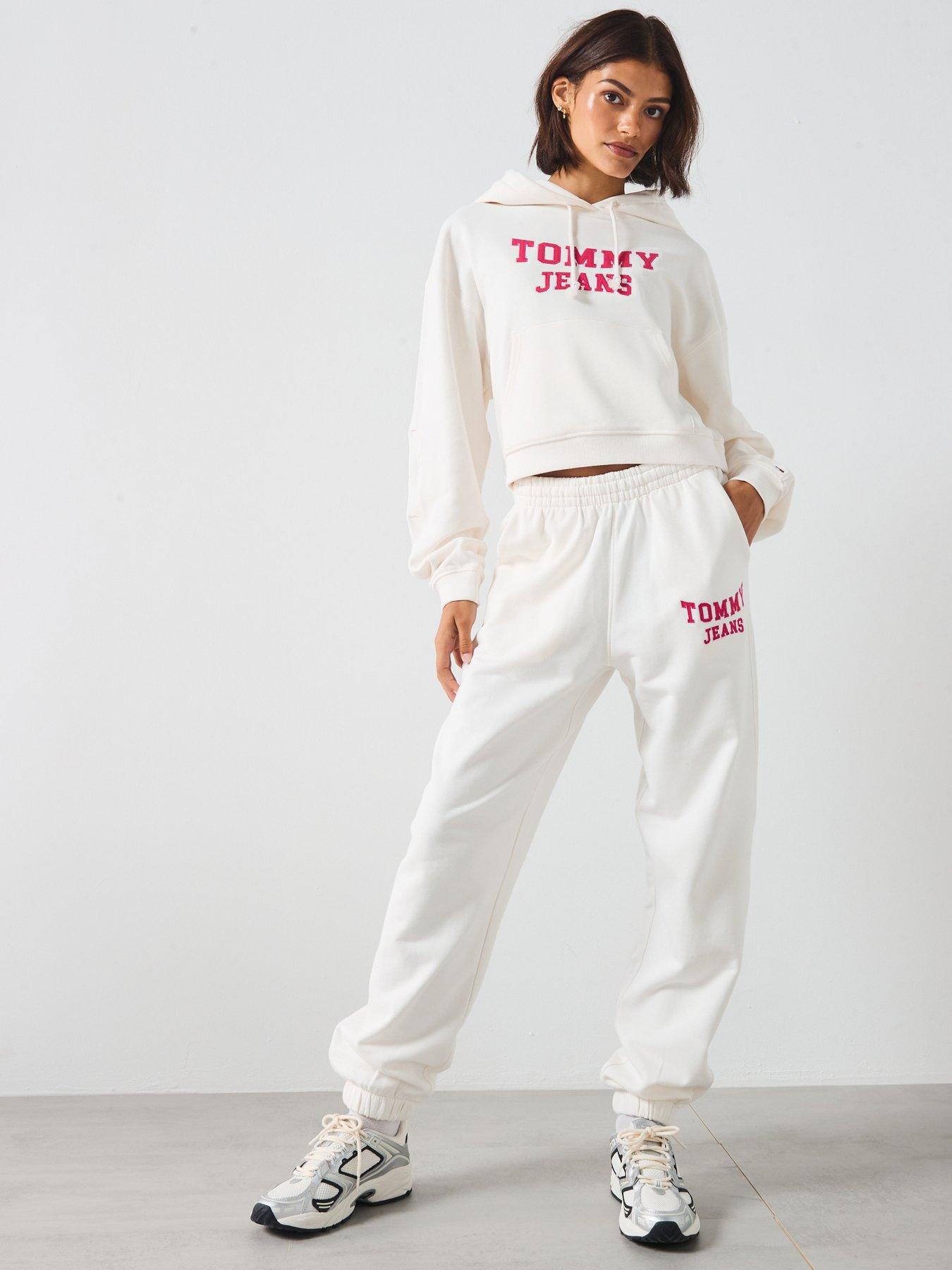 Image 3 of 5 of Tommy Jeans Cropped Varsity Hoodie - White