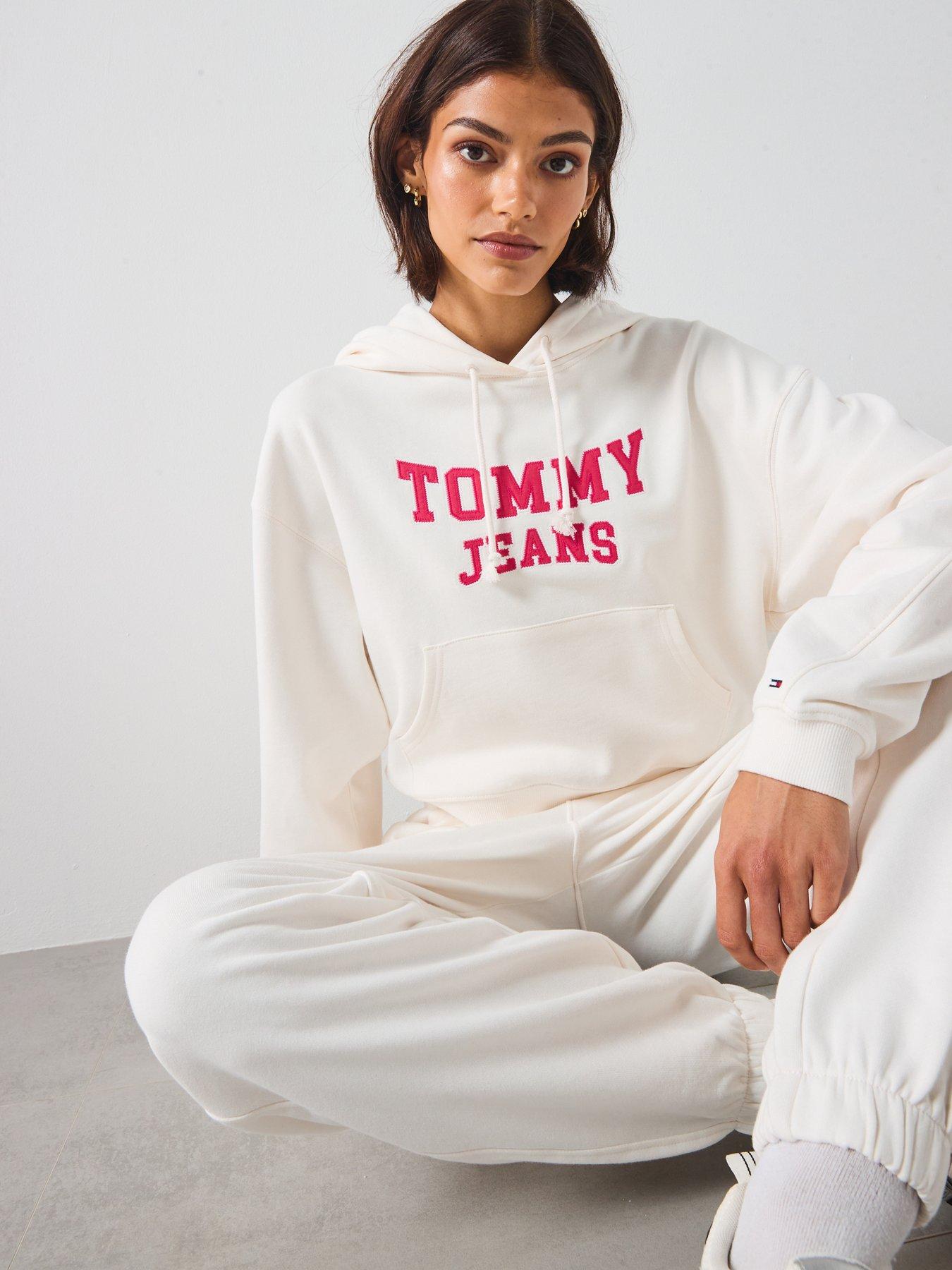 Image 5 of 5 of Tommy Jeans Cropped Varsity Hoodie - White