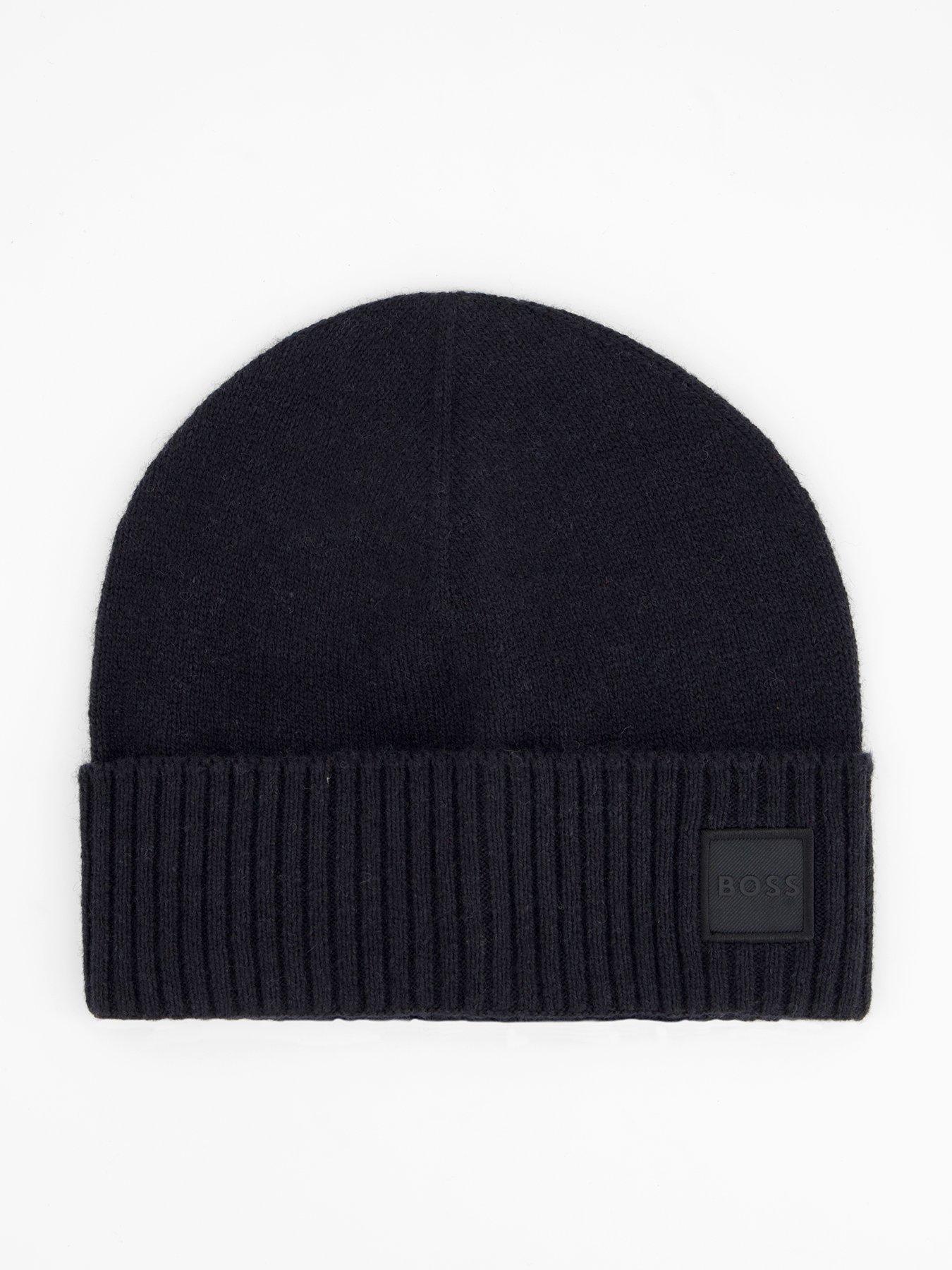 Image 1 of 4 of BOSS Akaio Side Tonal Logo Wool Beanie Hat - Grey