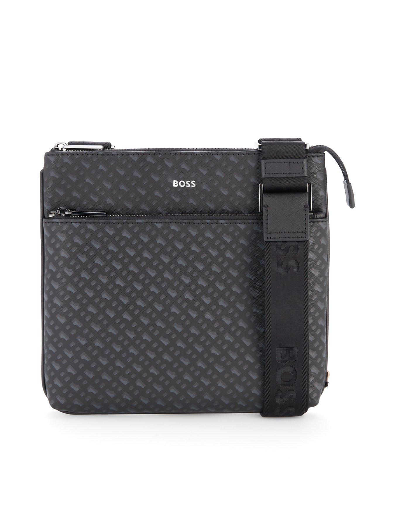 Image 1 of 4 of BOSS Zair Monogram Print Crossbody - Black