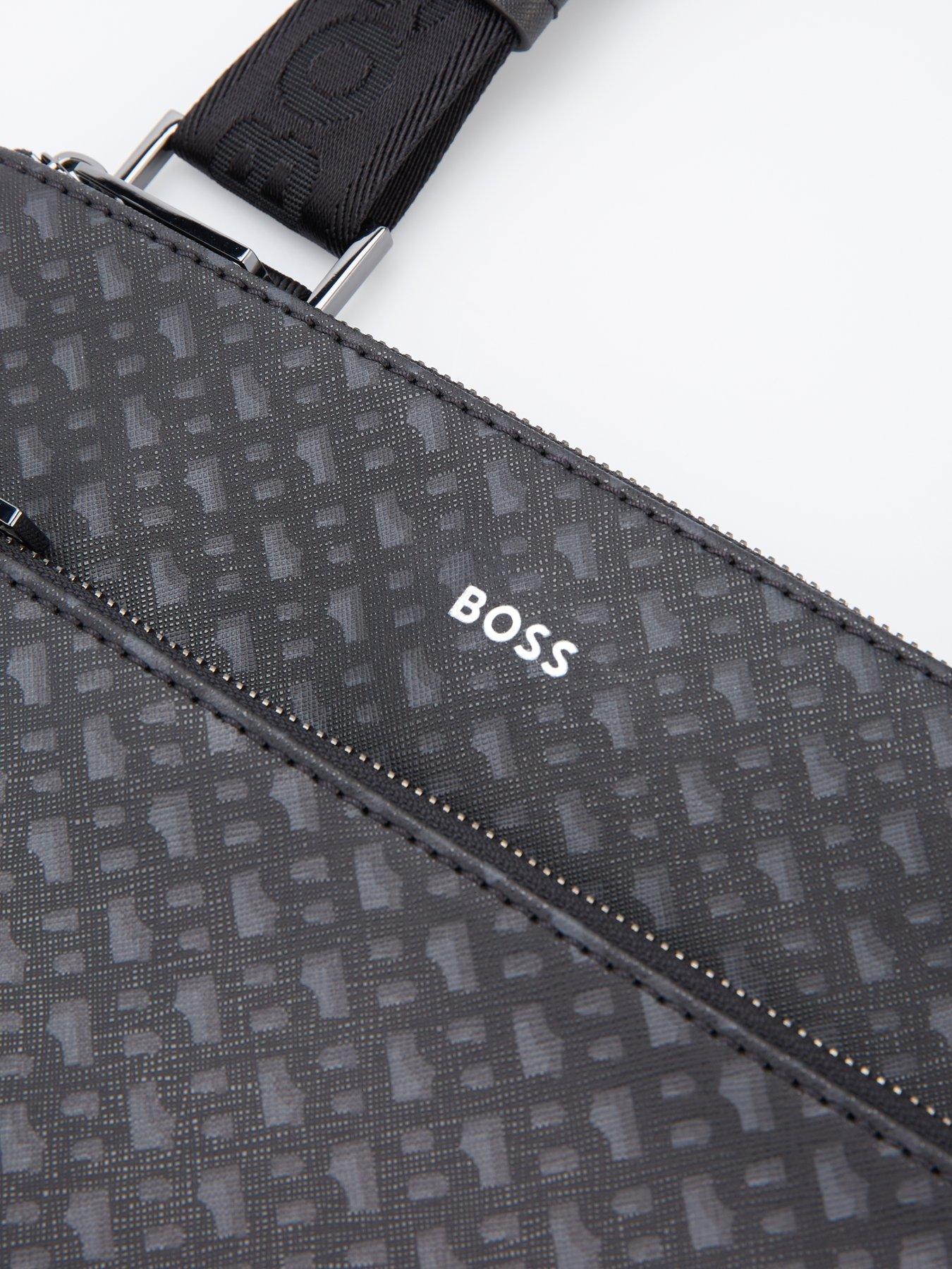 Image 3 of 4 of BOSS Zair Monogram Print Crossbody - Black