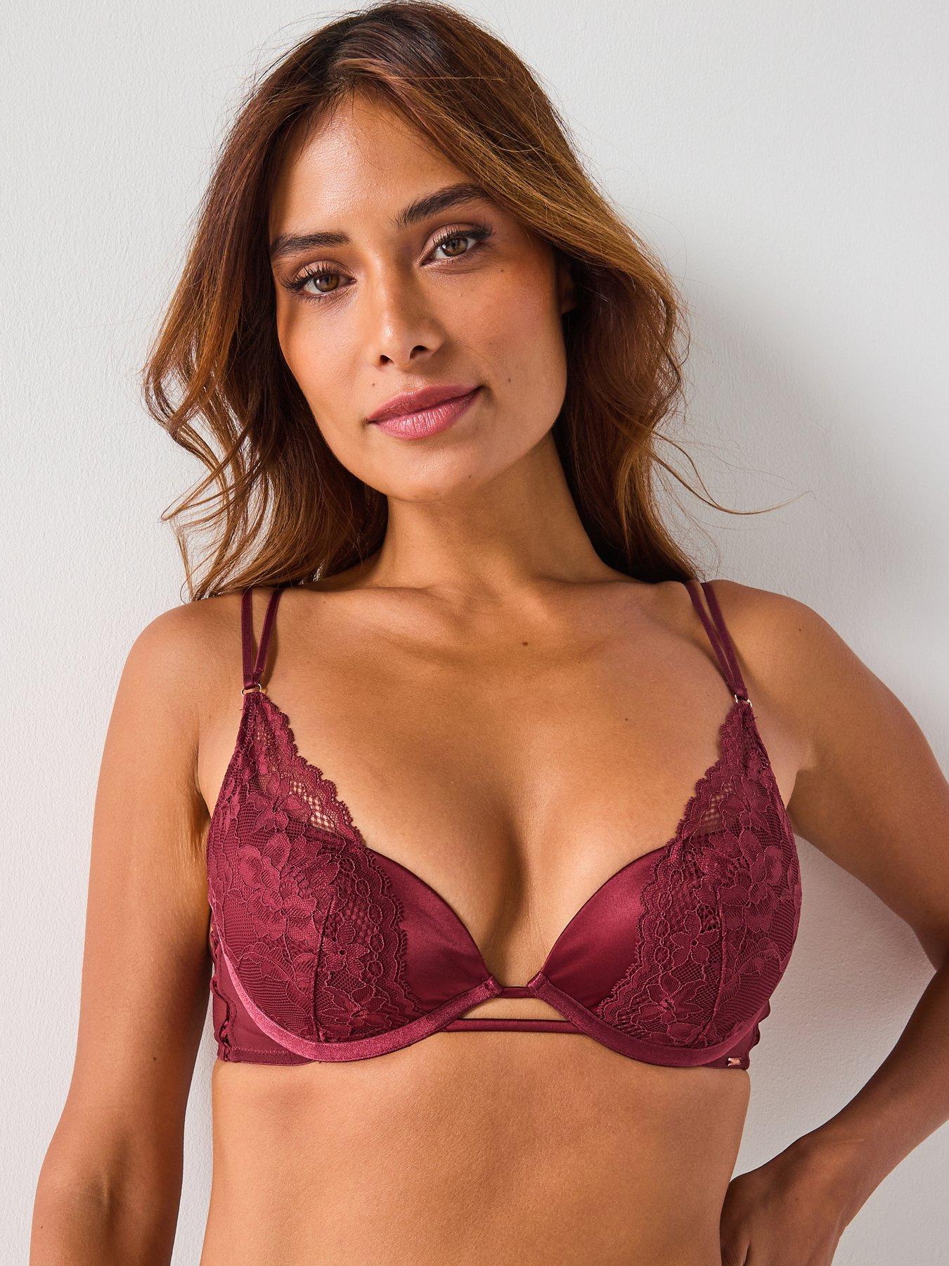 dorina-lyra-satin-light-padded-plunge-bra-red