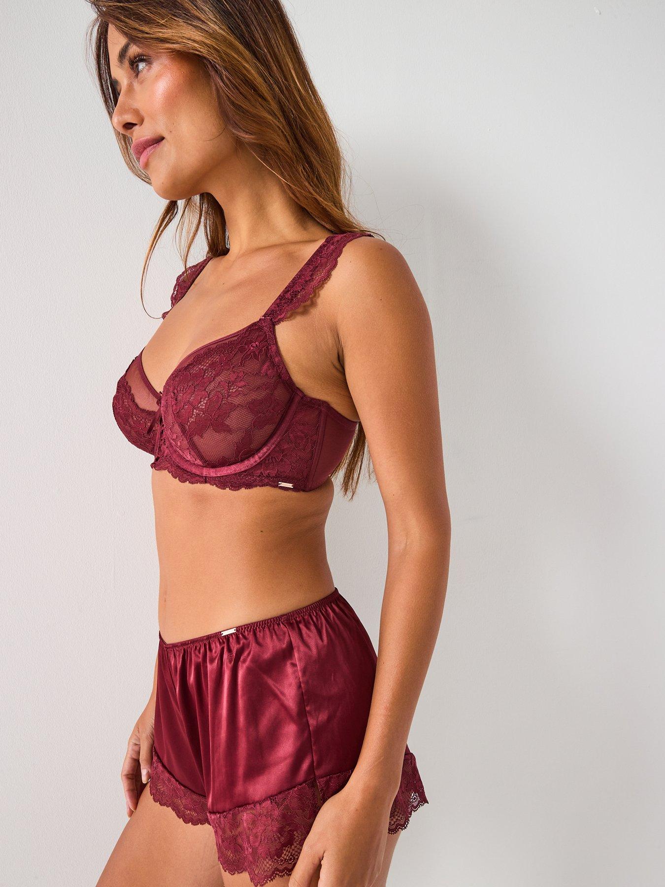 Image 5 of 6 of DORINA Lyra Satin Non Padded Wired Bra - Red