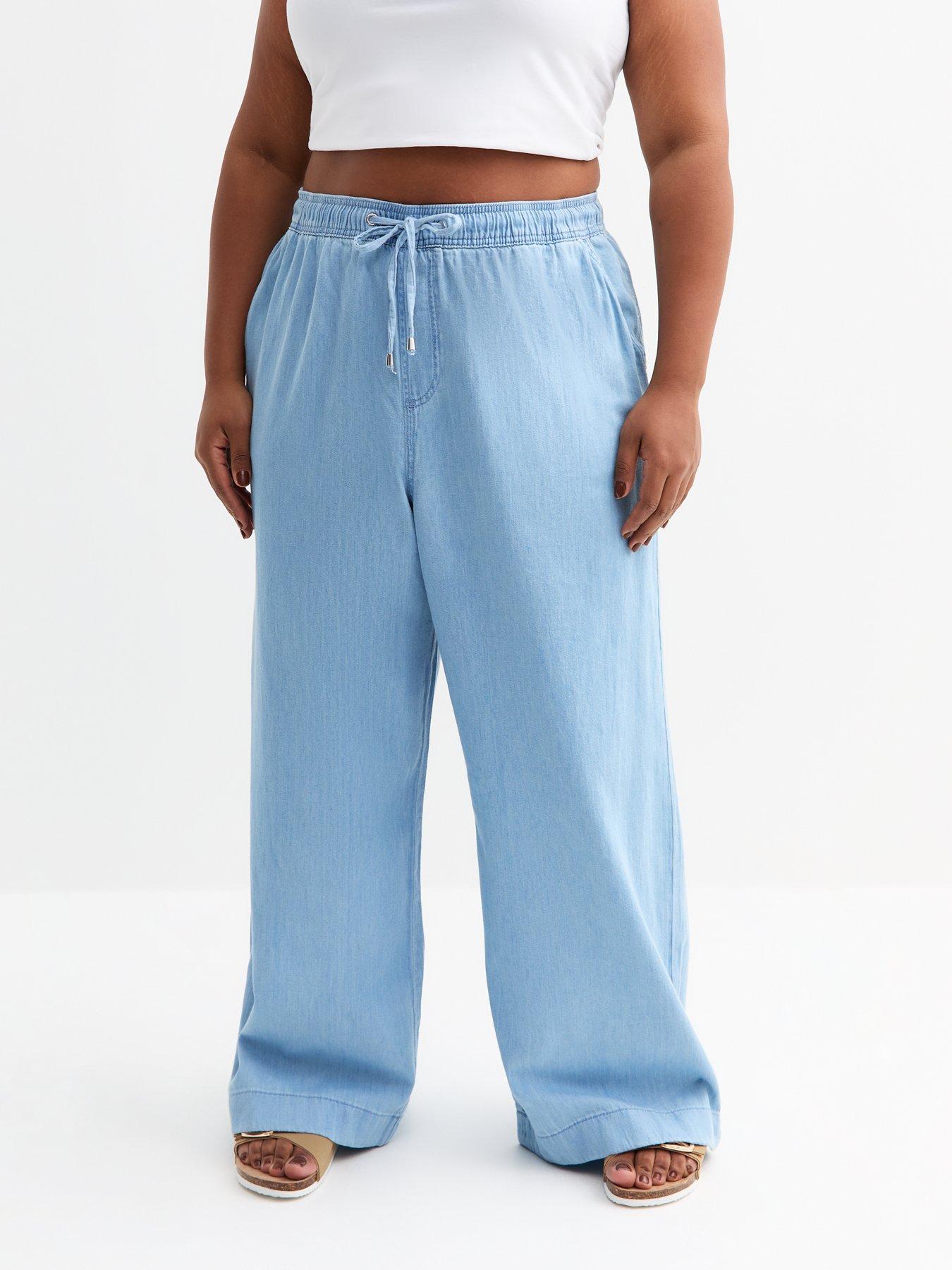 New Look Curves Light Blue Drawstring Waist Denim Trouser Jeans